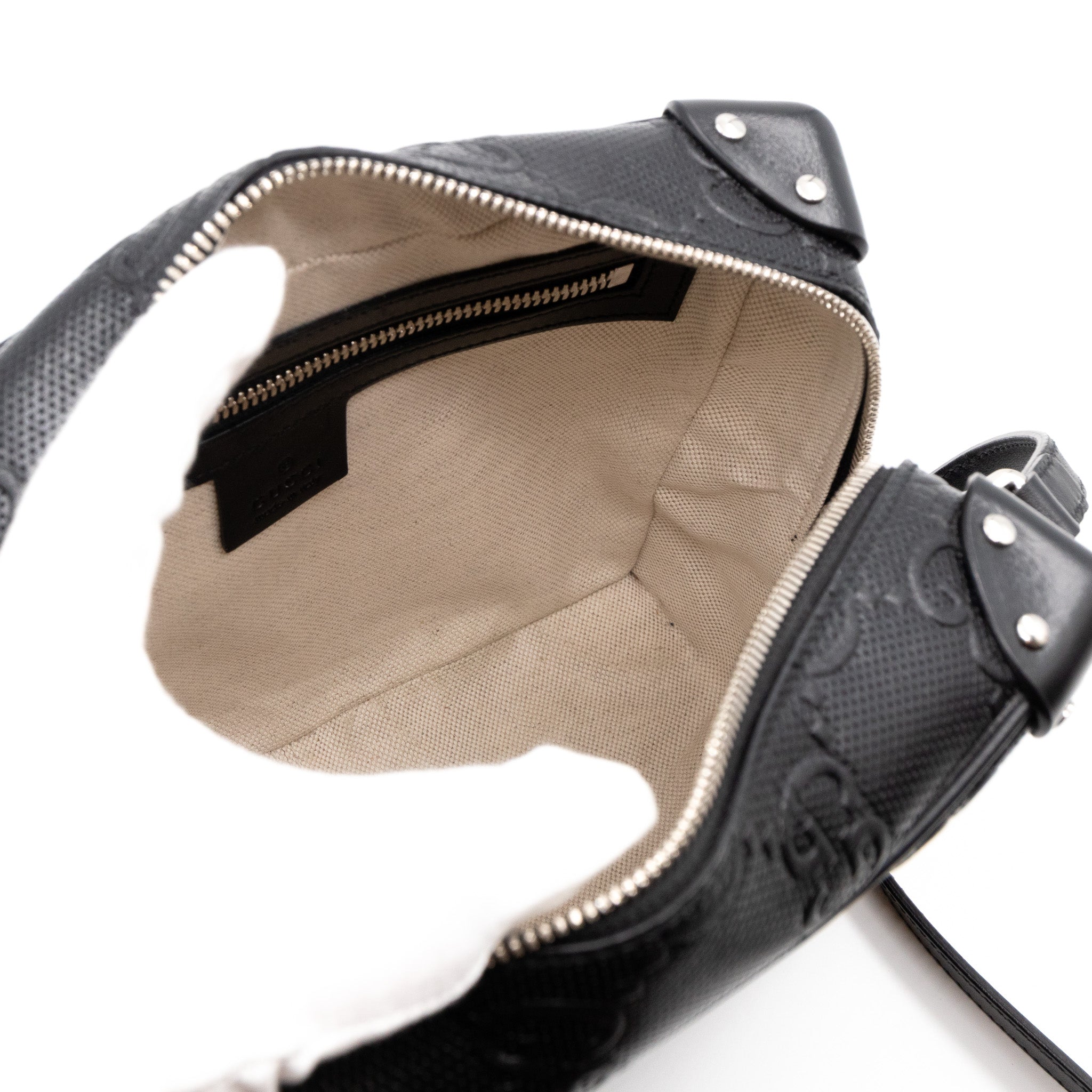 GG Embossed Trunk Bag Black Leather