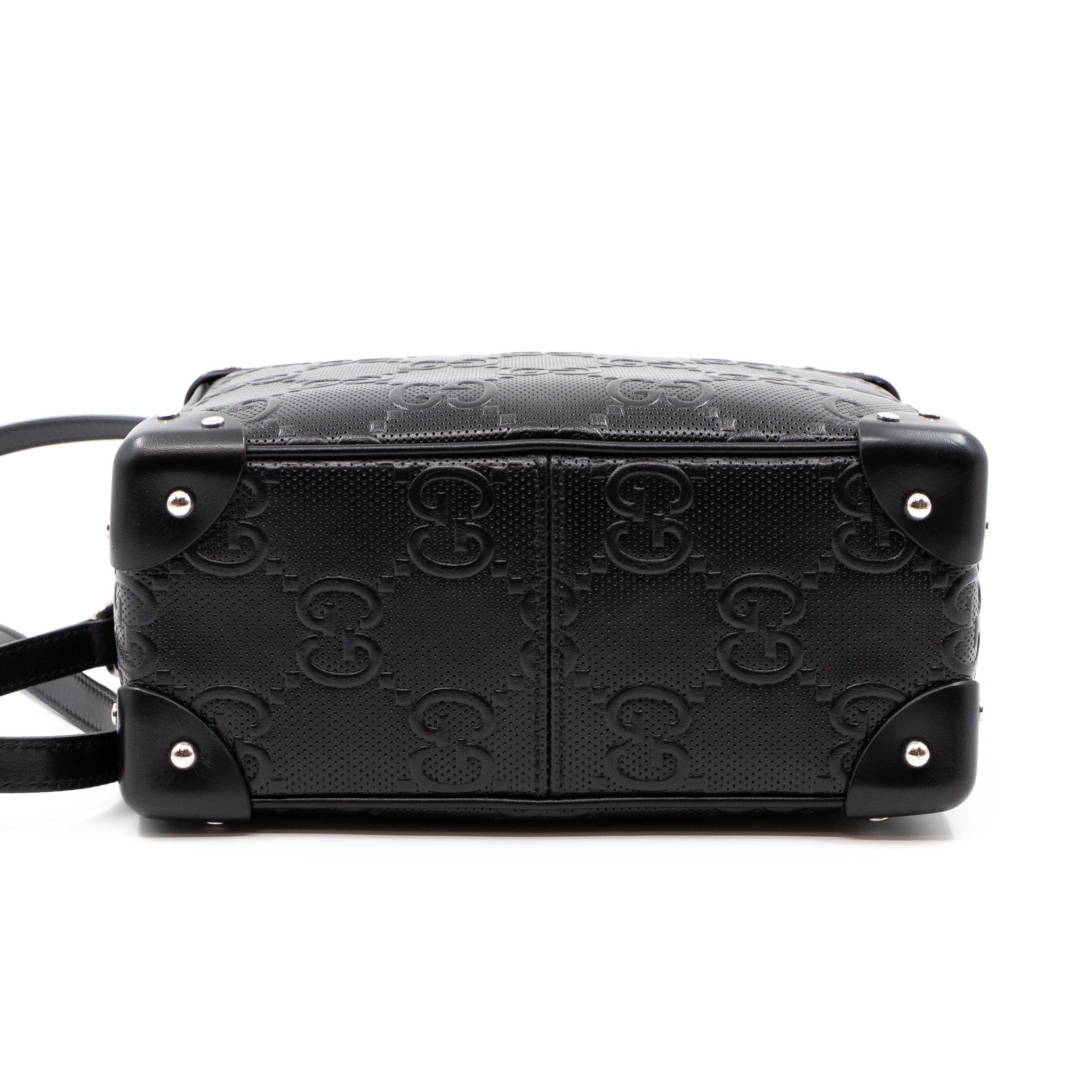 GG Embossed Trunk Bag Black Leather