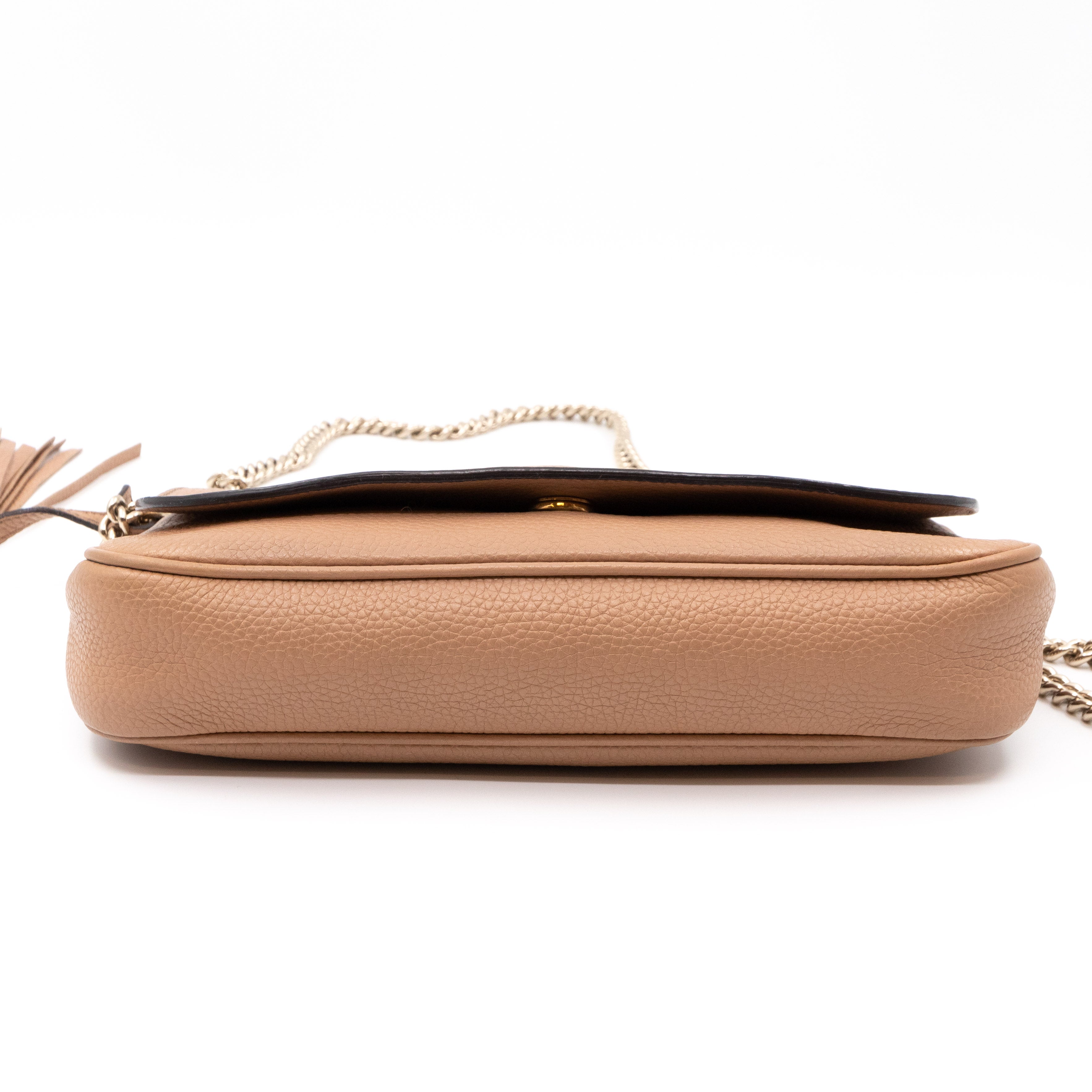 Soho Flap Chain Bag Beige Leather