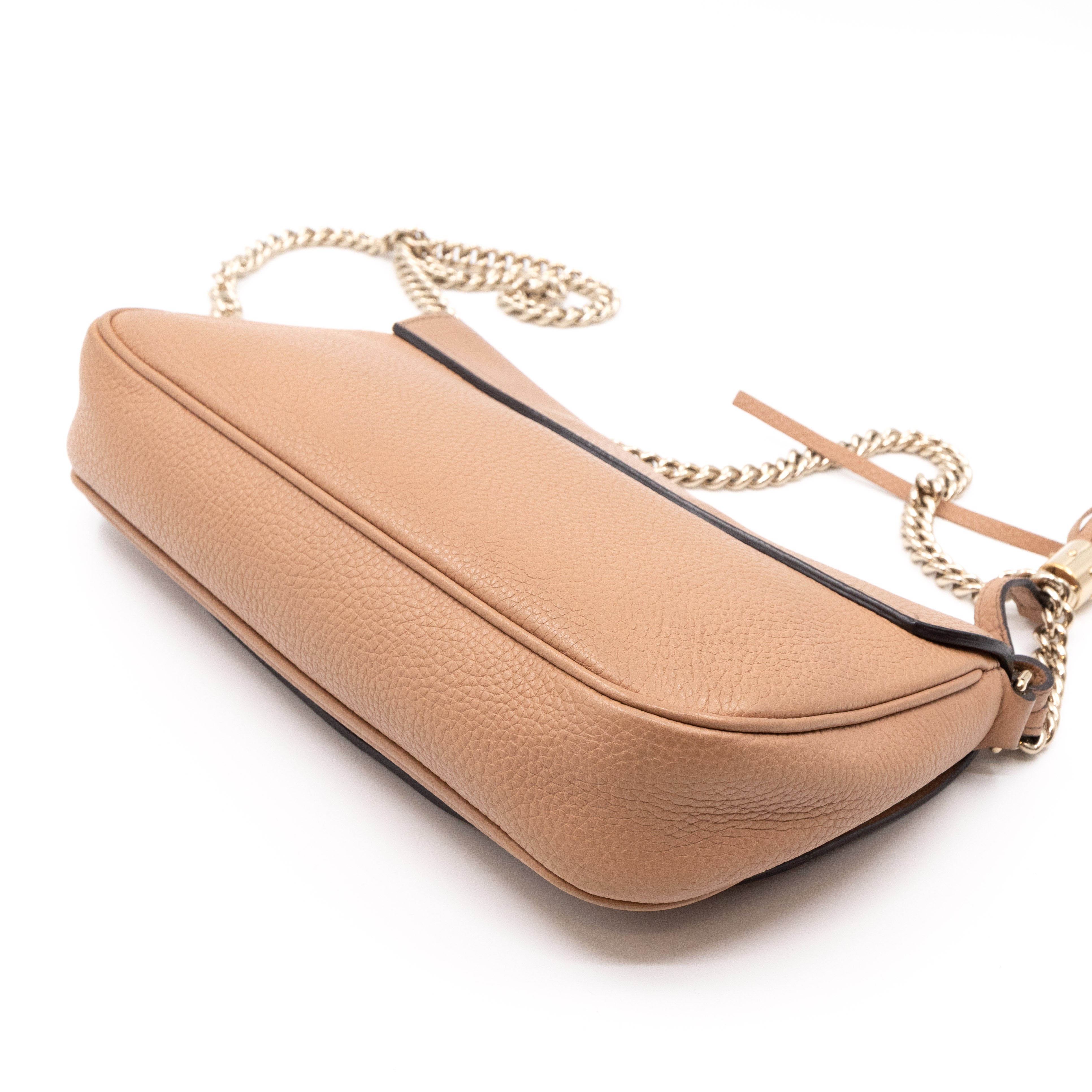 Soho Flap Chain Bag Beige Leather