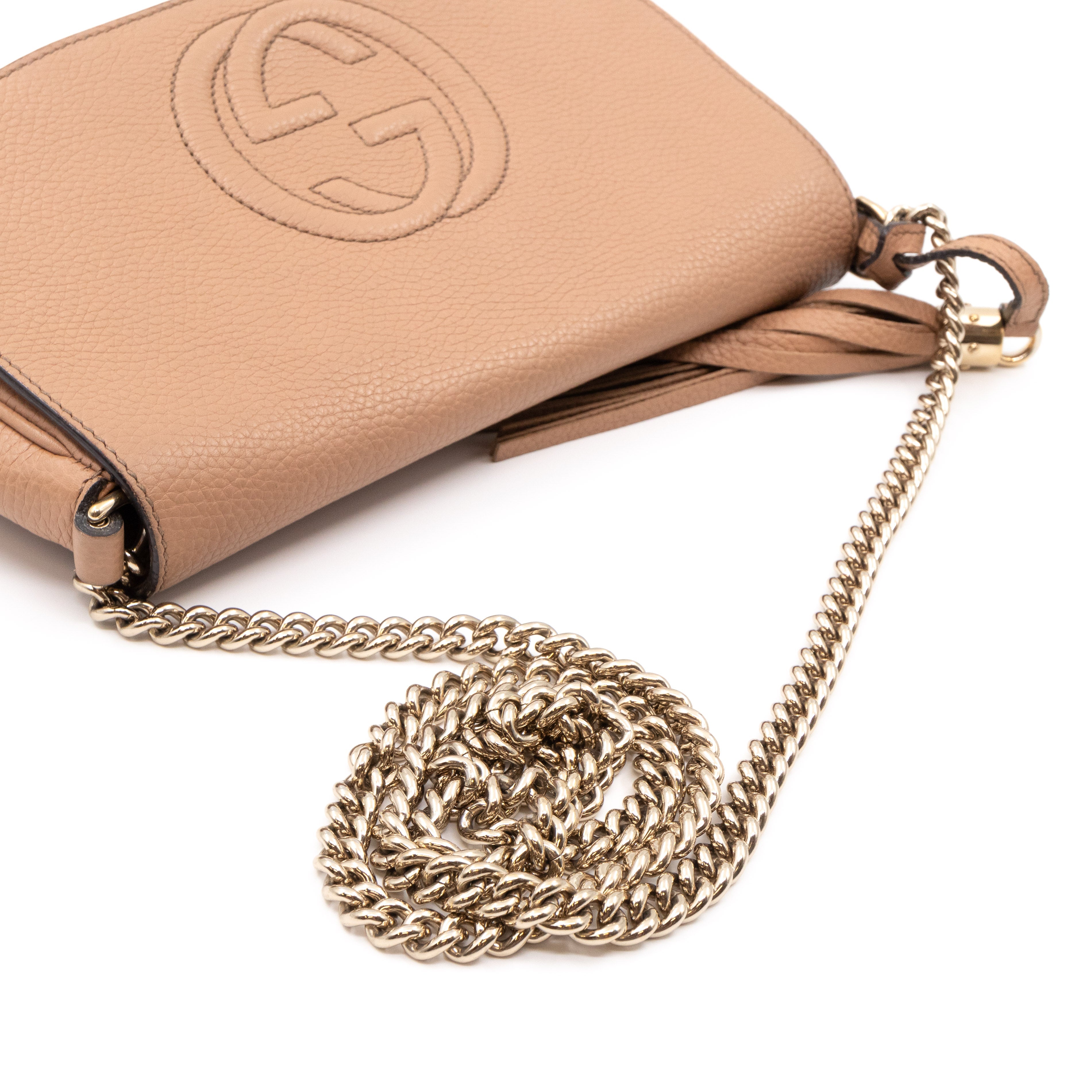 Soho Flap Chain Bag Beige Leather