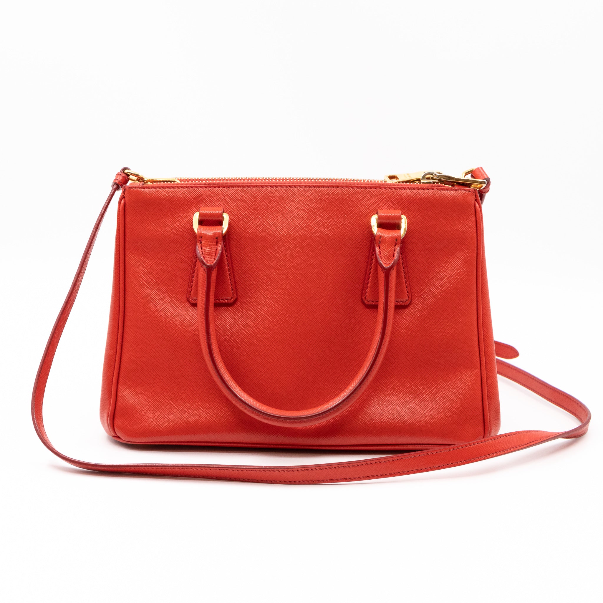 Galleria Small Double Zip Fiery Red Saffiano