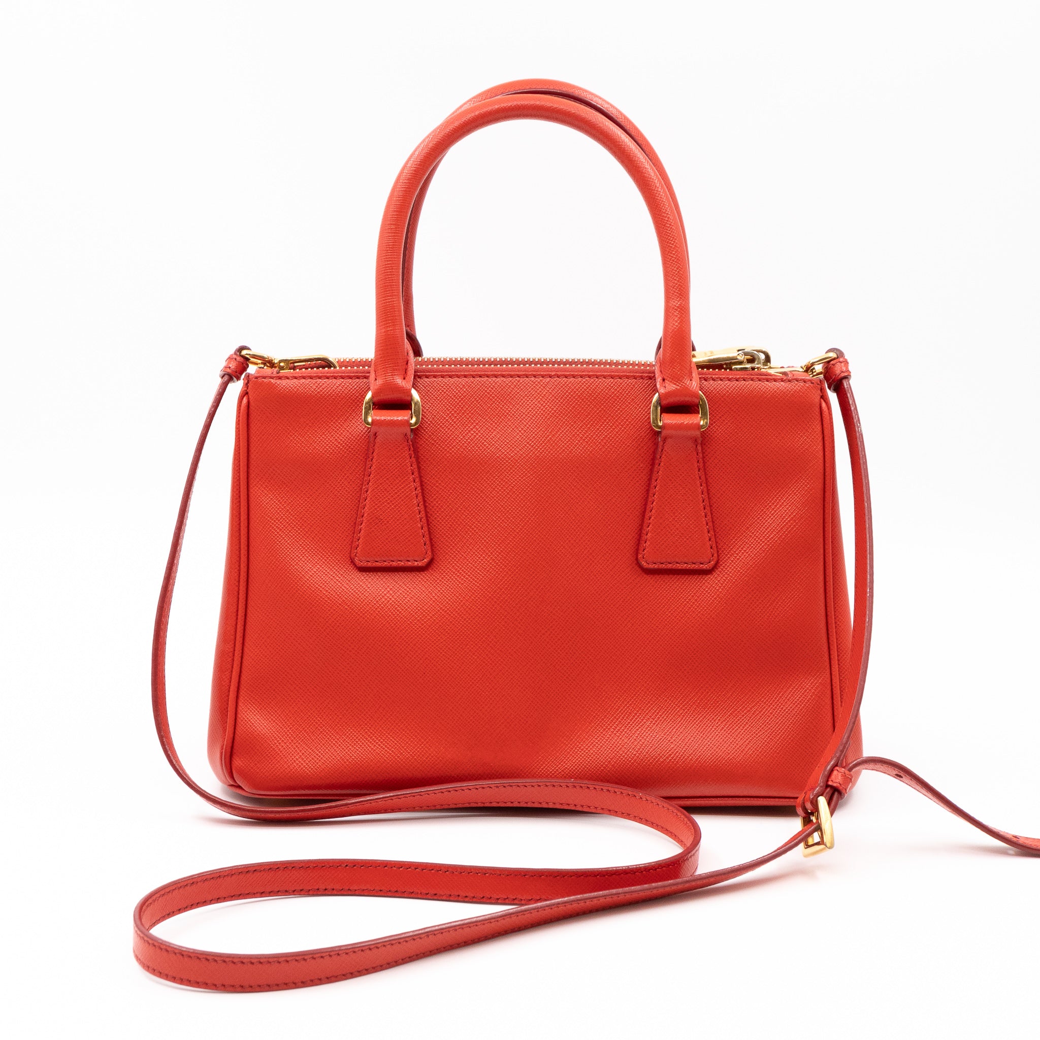 Galleria Small Double Zip Fiery Red Saffiano