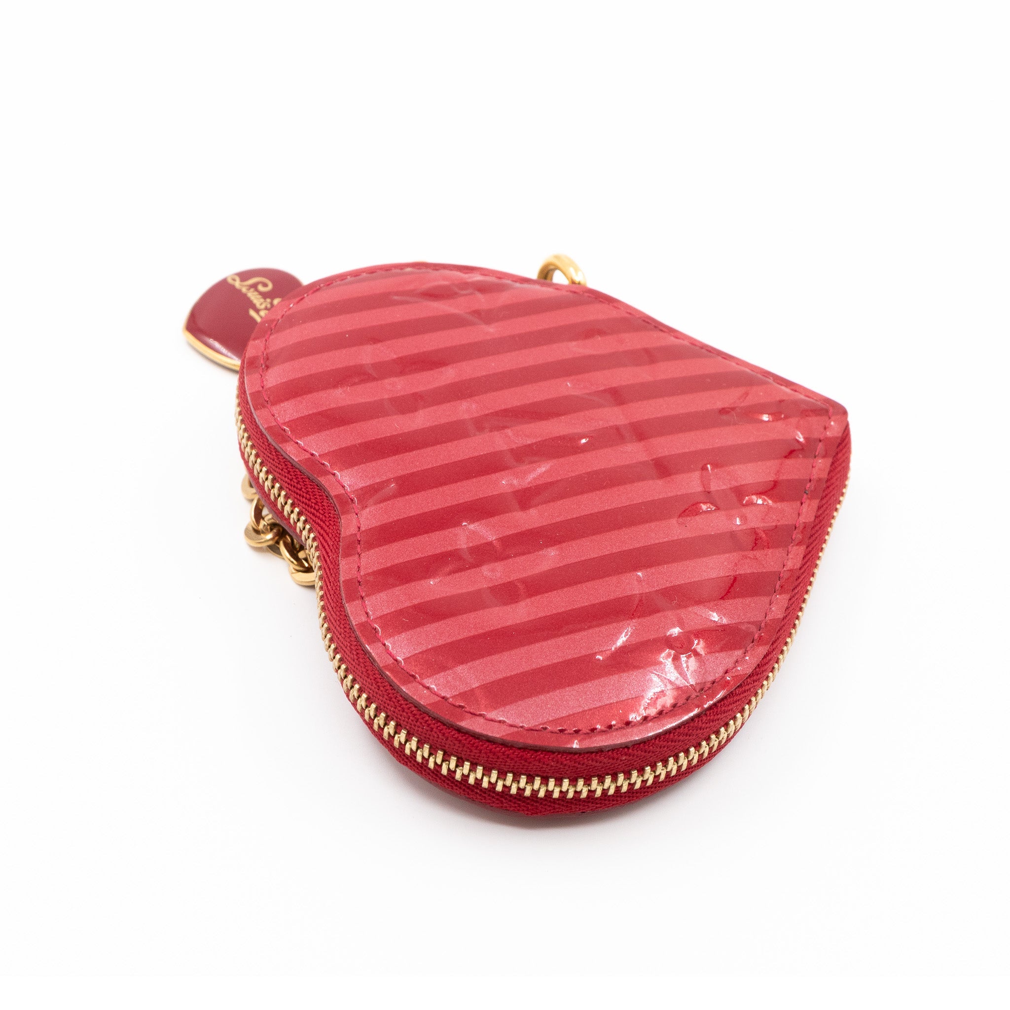 Heart Coin Purse Vernis Pomme D'Amour Rayures
