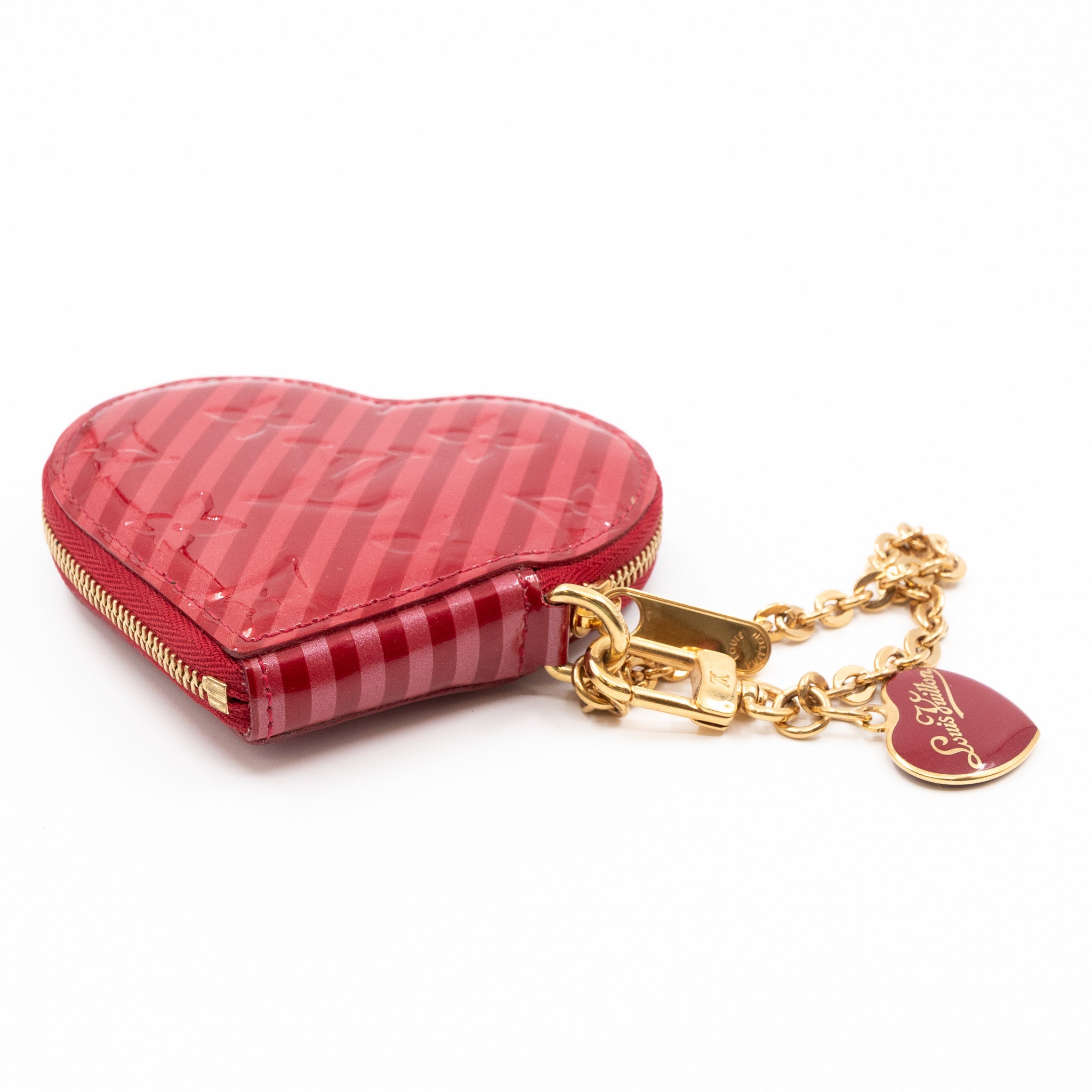 Heart Coin Purse Vernis Pomme D'Amour Rayures