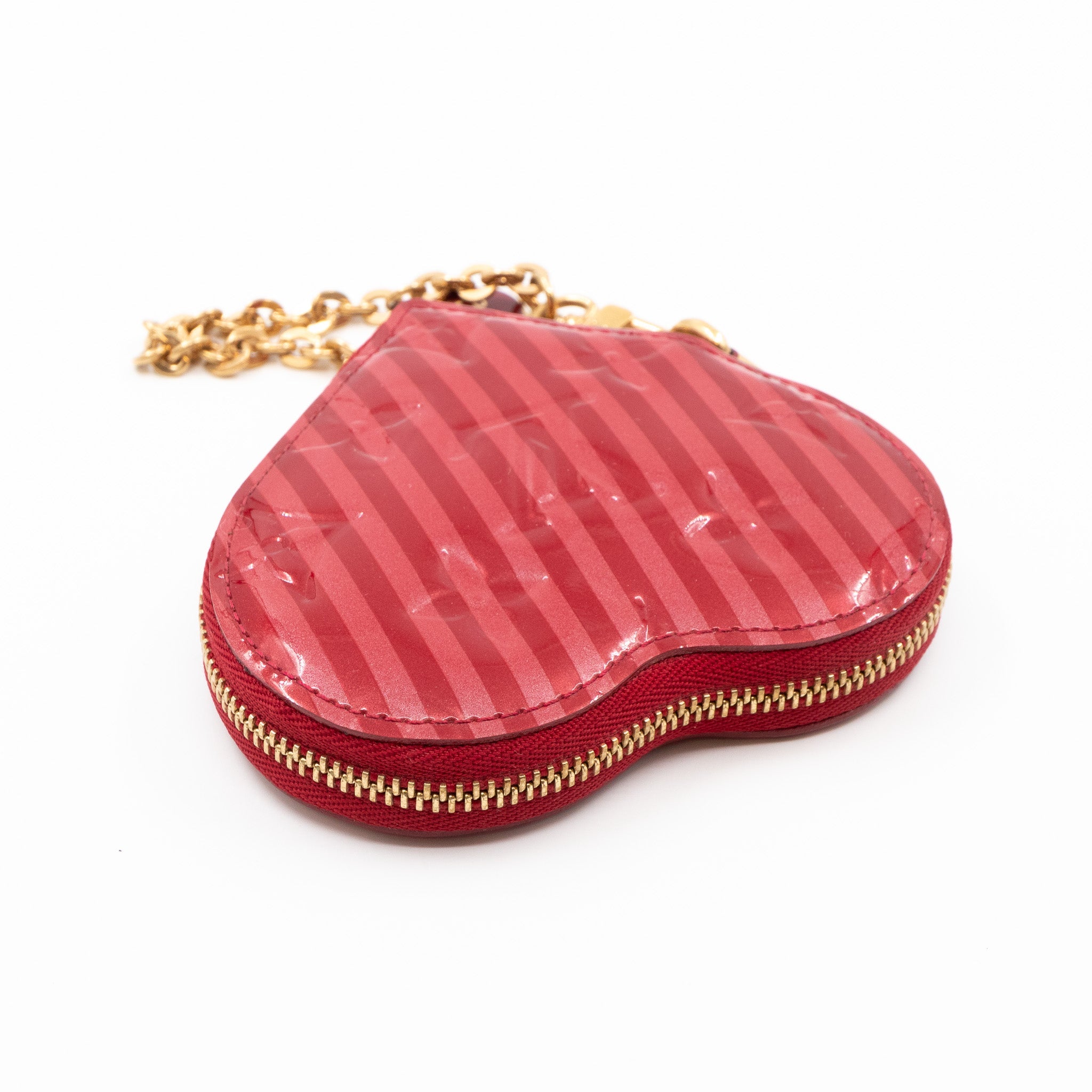 Heart Coin Purse Vernis Pomme D'Amour Rayures