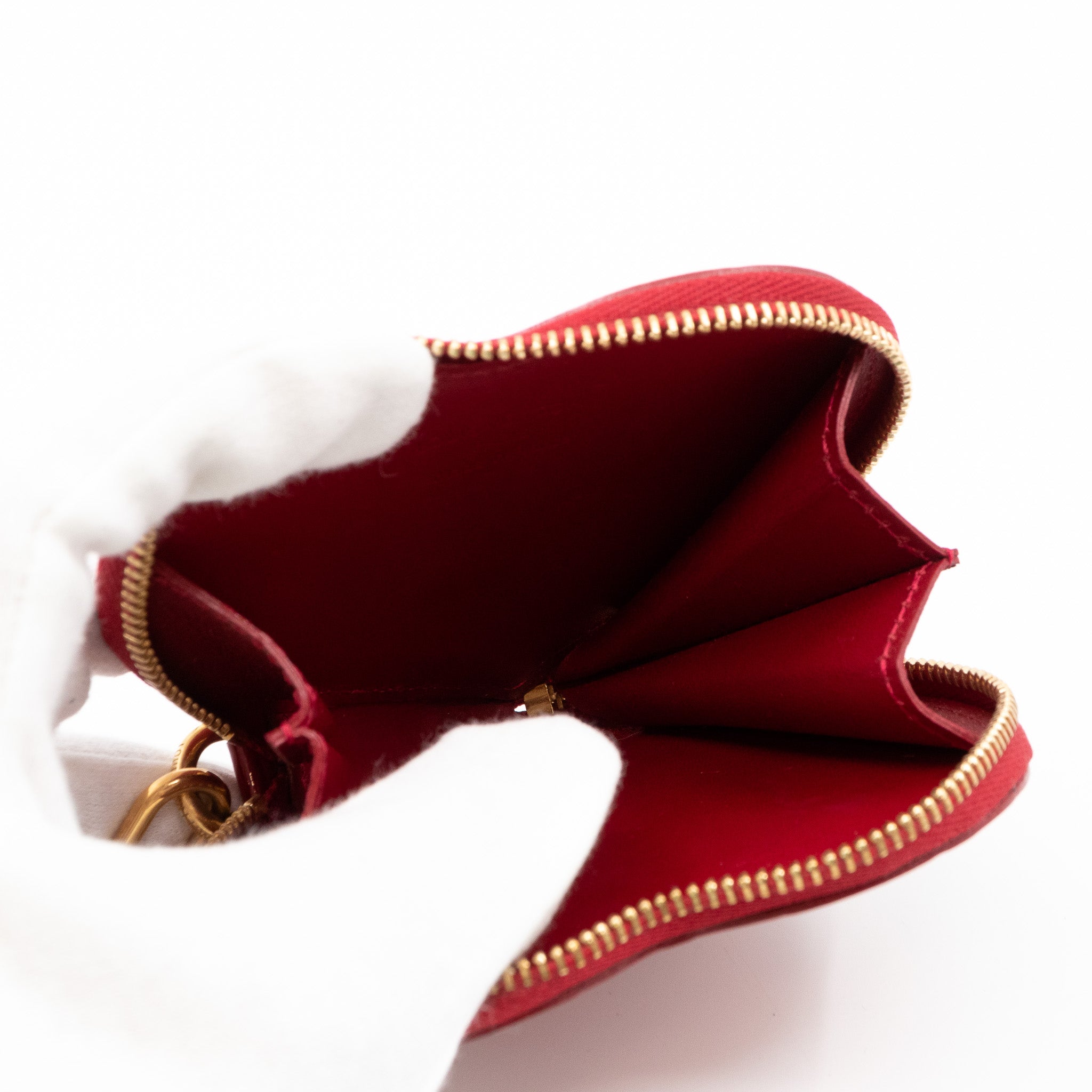 Heart Coin Purse Vernis Pomme D'Amour Rayures