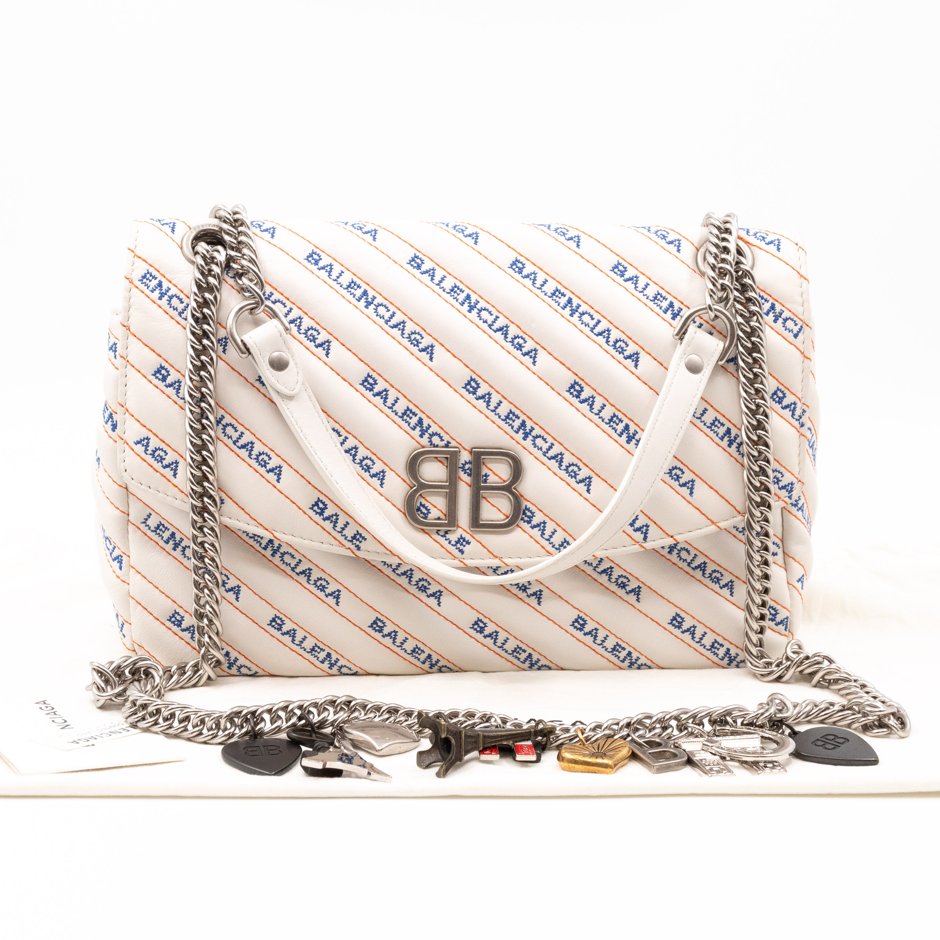 BB Round Charm Bag White Leather