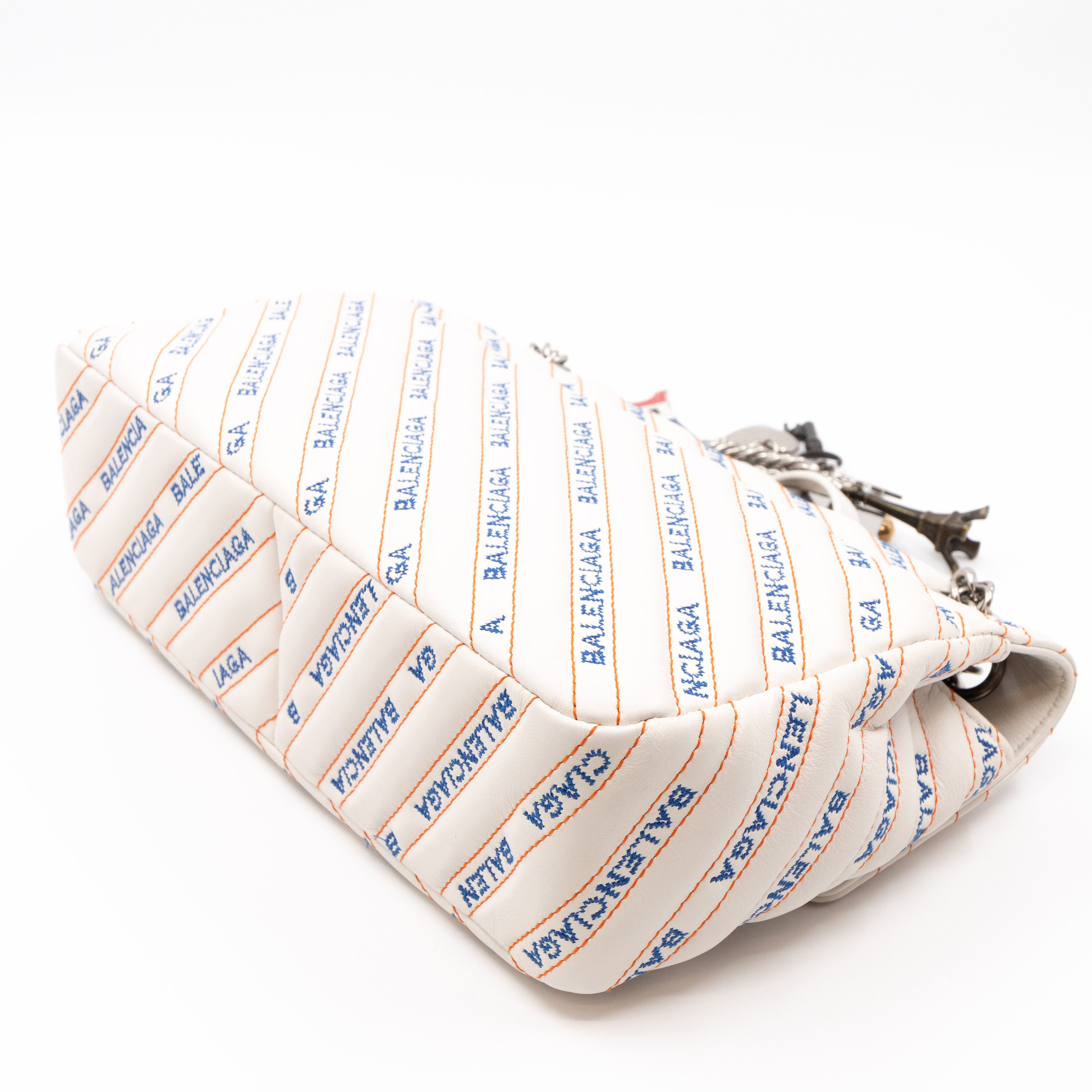 BB Round Charm Bag White Leather