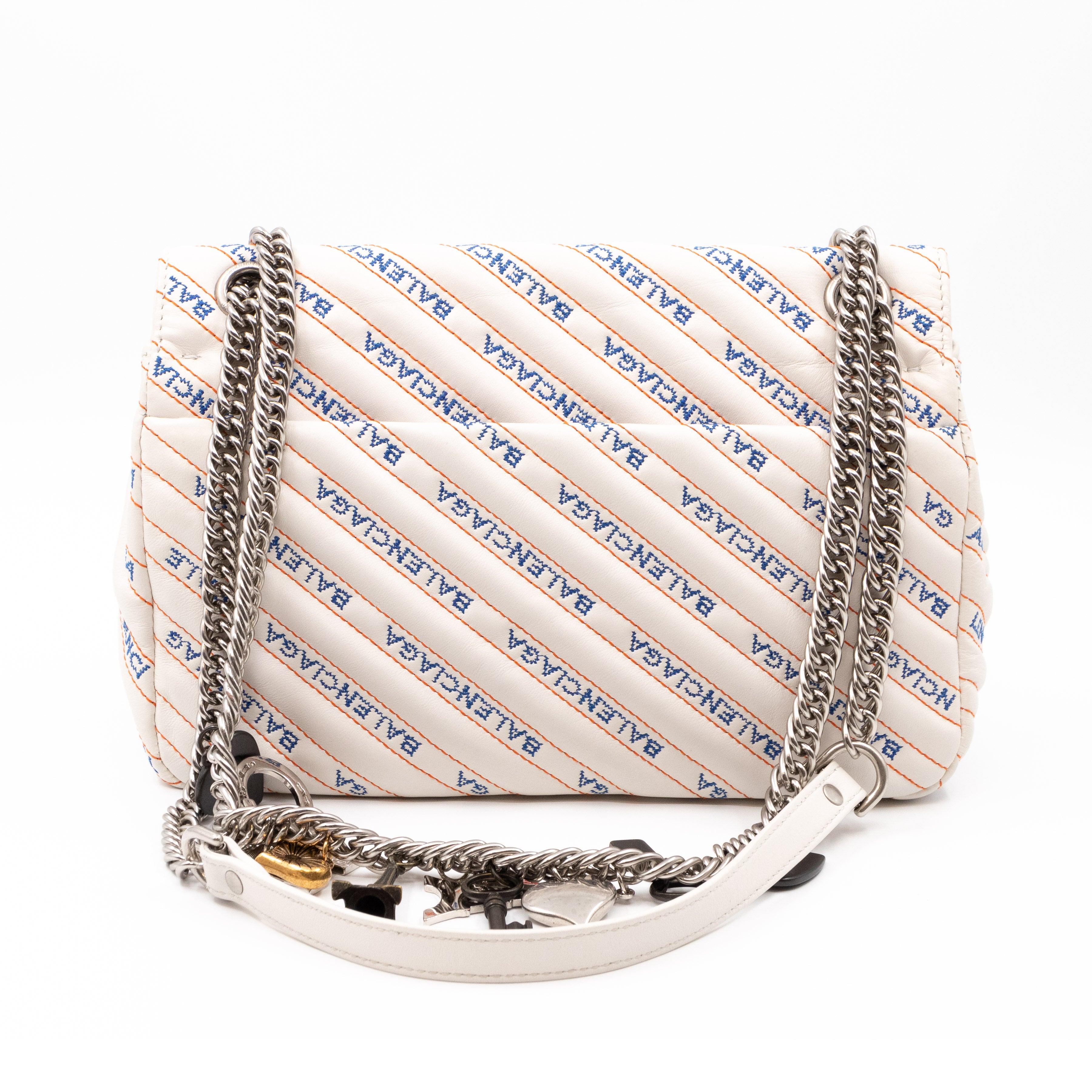 BB Round Charm Bag White Leather
