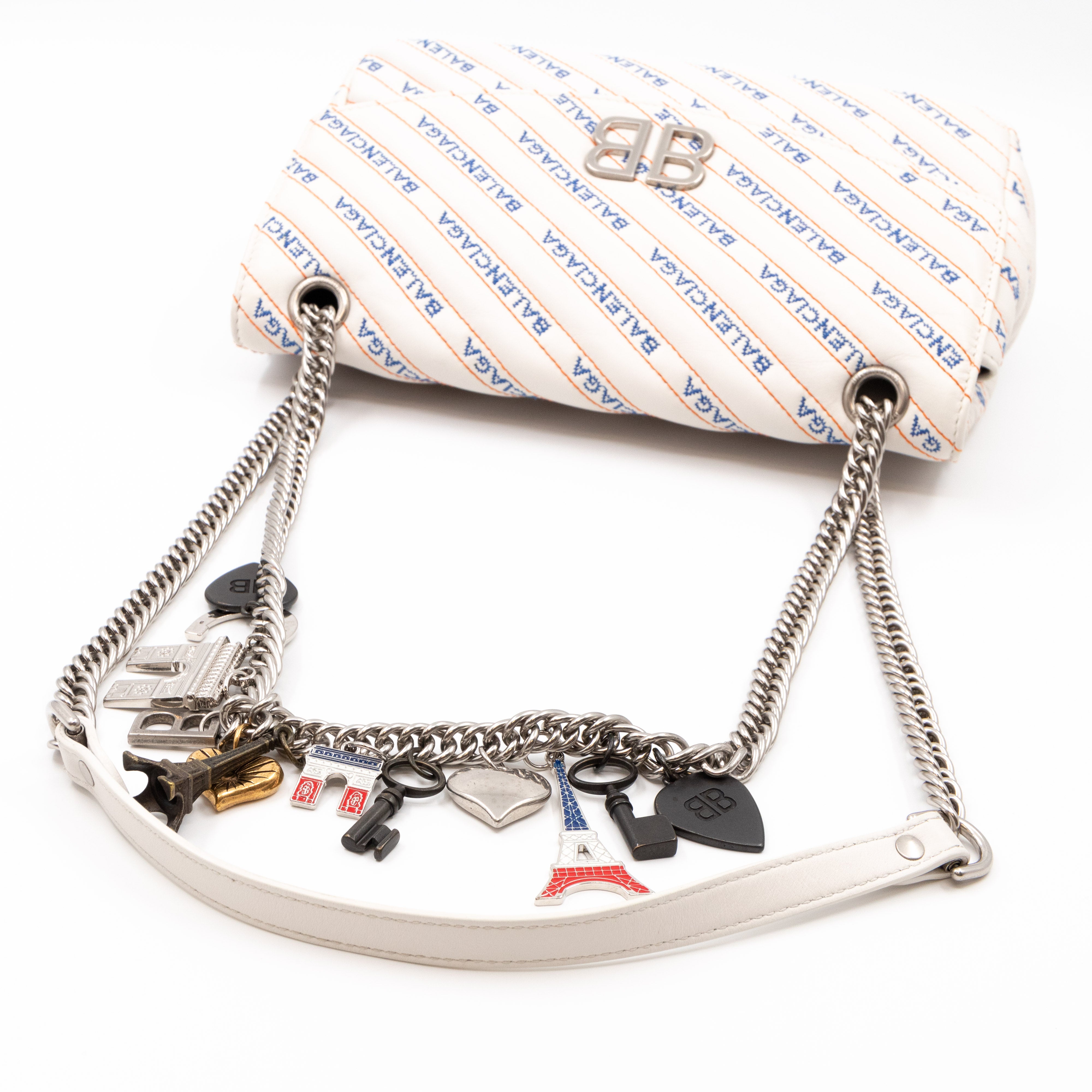 BB Round Charm Bag White Leather