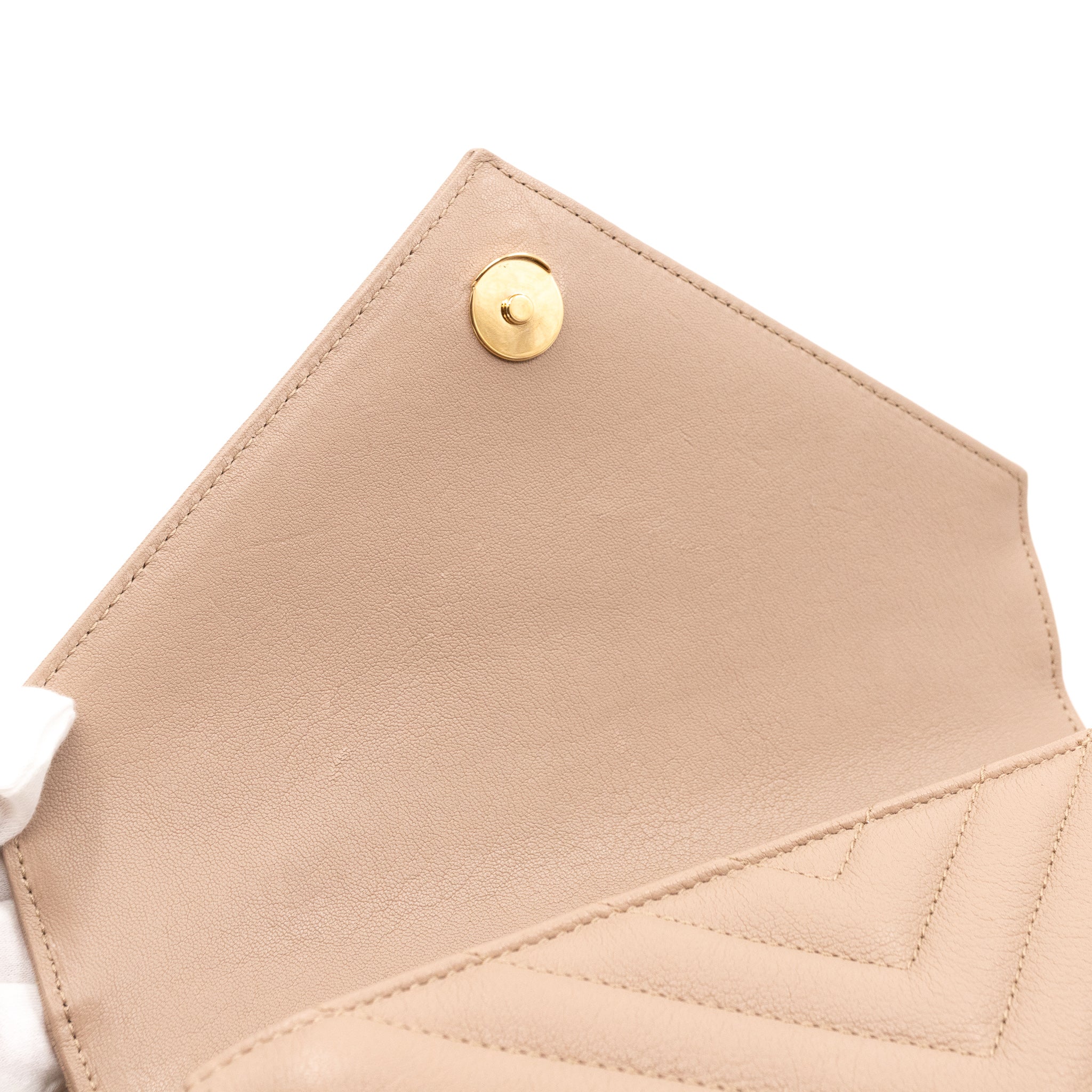 College Medium Chevron Quilted Dark Beige Leather