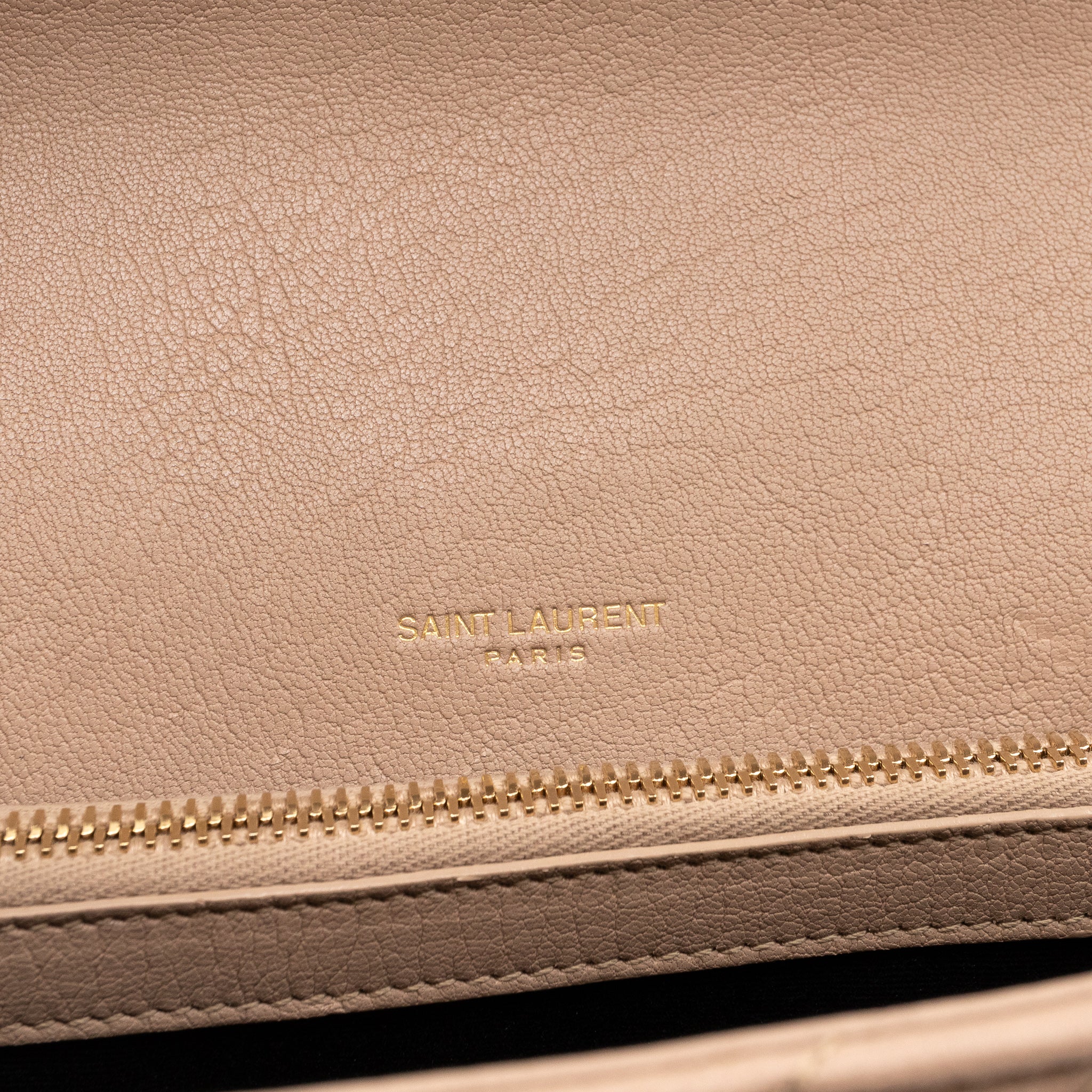 College Medium Chevron Quilted Dark Beige Leather