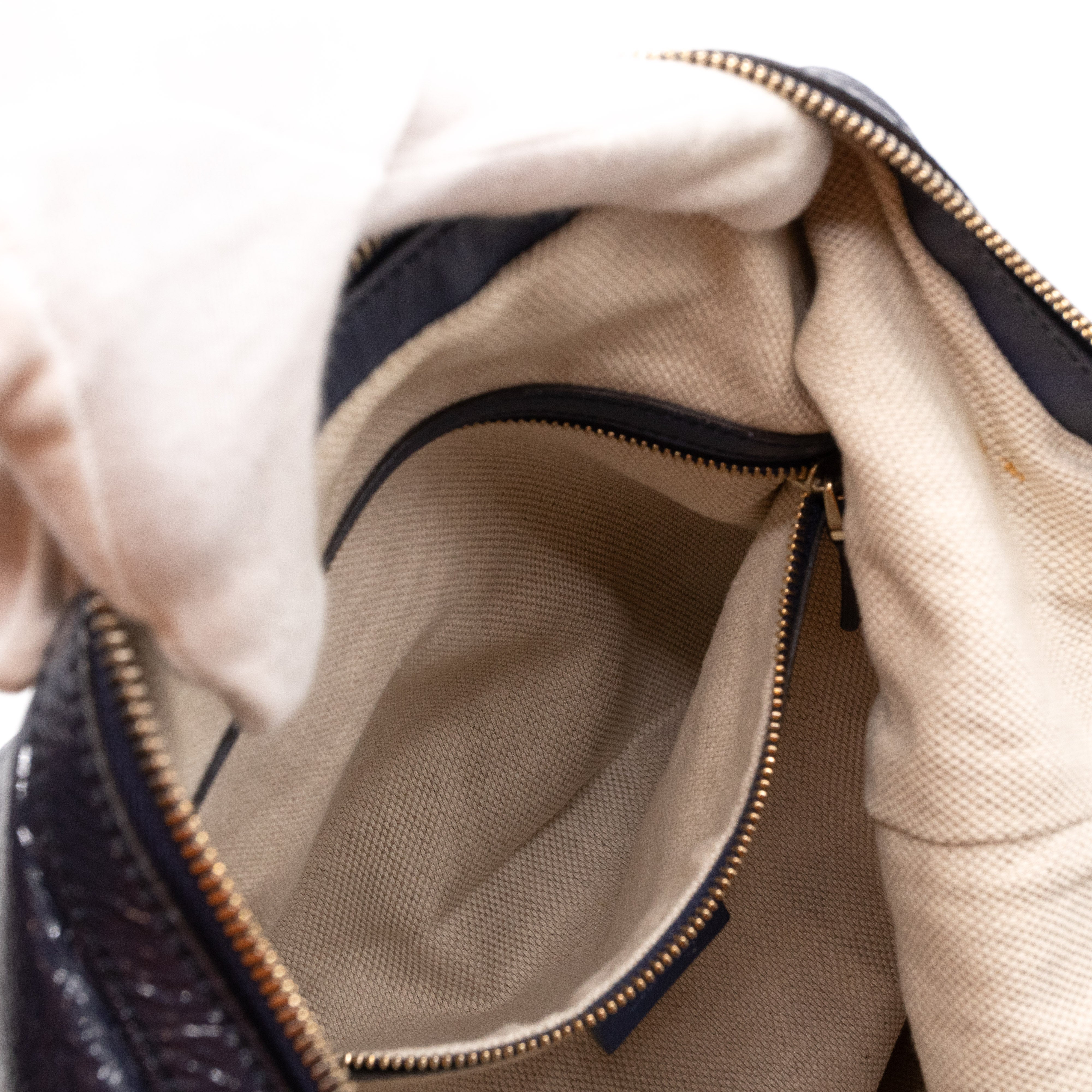 Soho Chain Hobo Crushed Patent Leather Blue