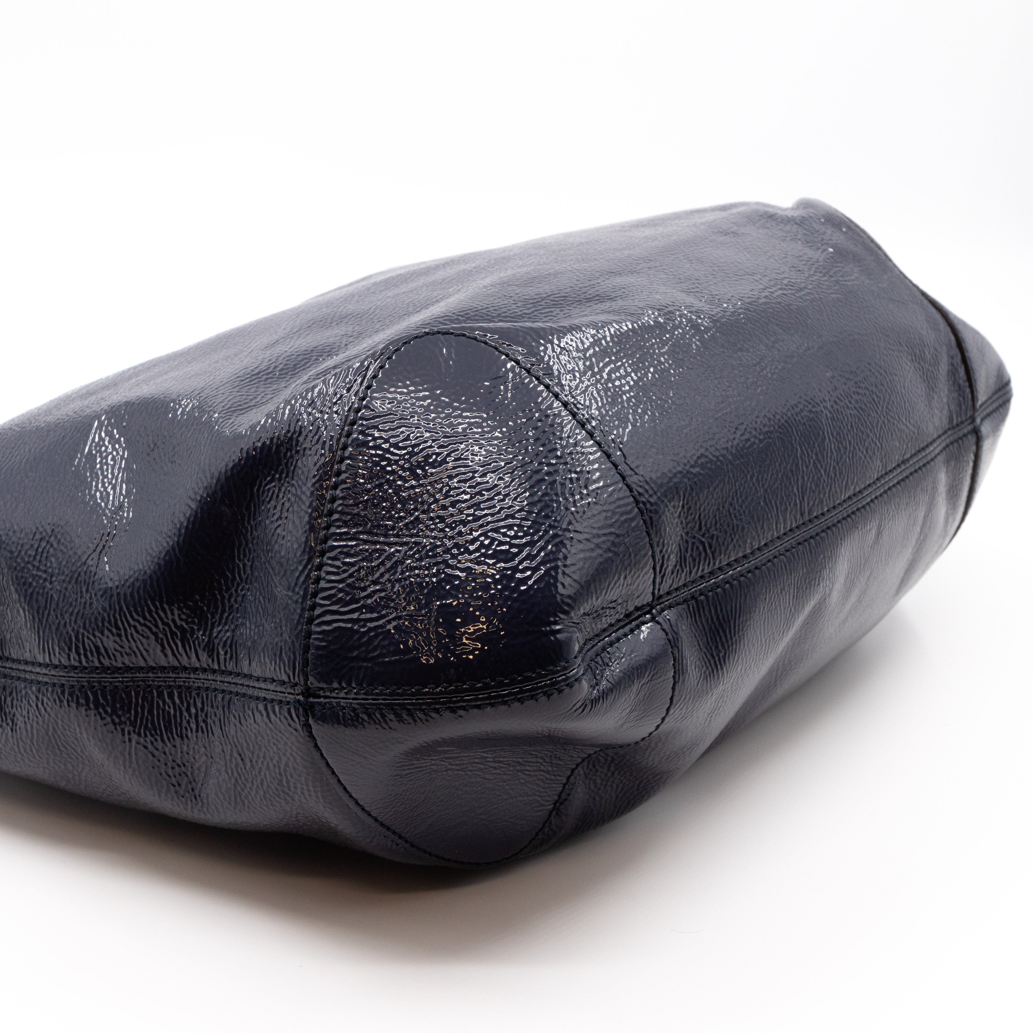 Soho Chain Hobo Crushed Patent Leather Blue