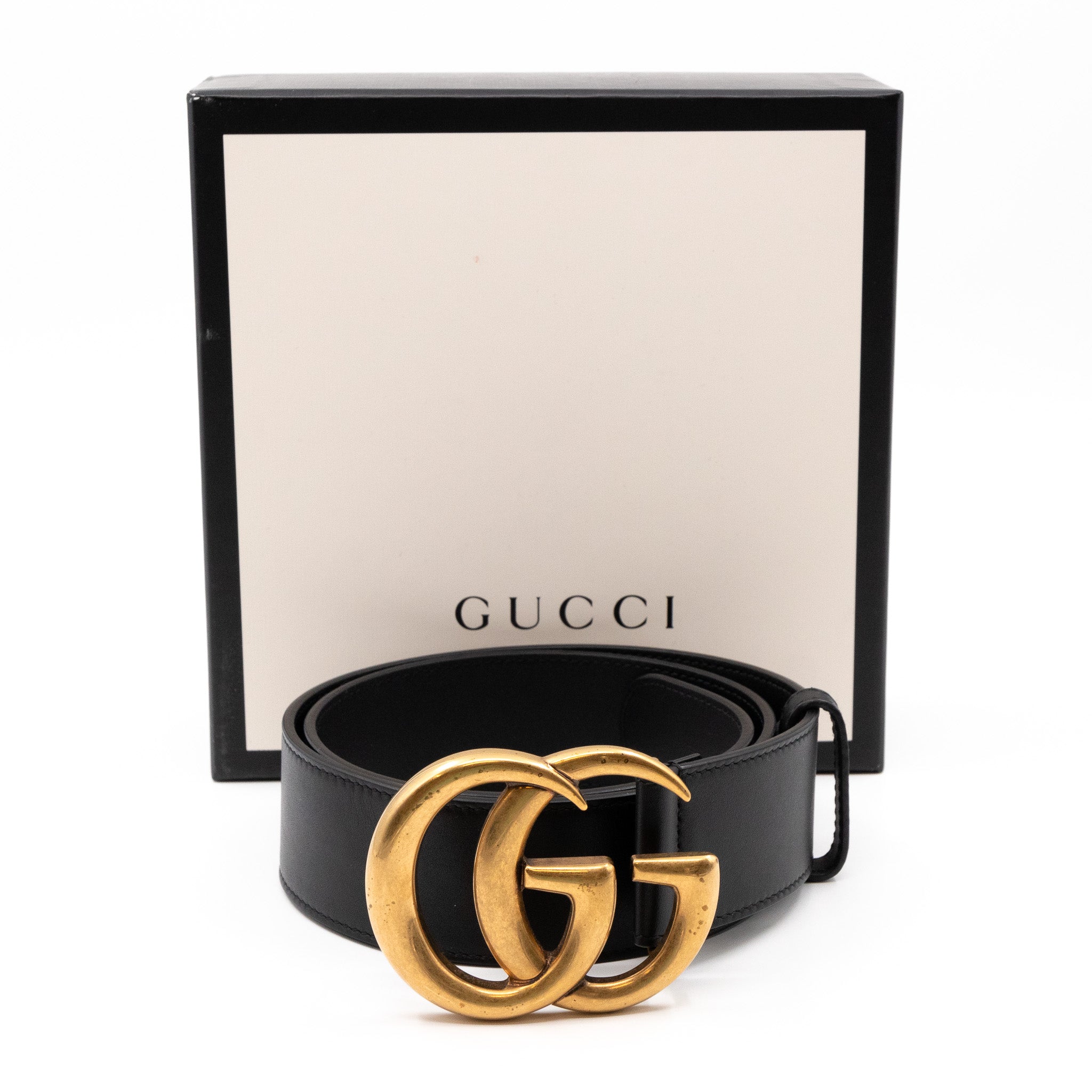 GG Marmont Wide Black Leather Belt 75 cm