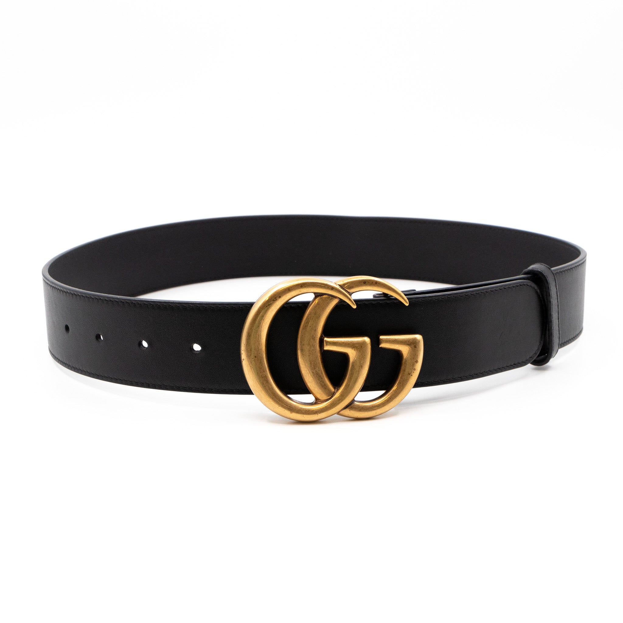 GG Marmont Wide Black Leather Belt 75 cm