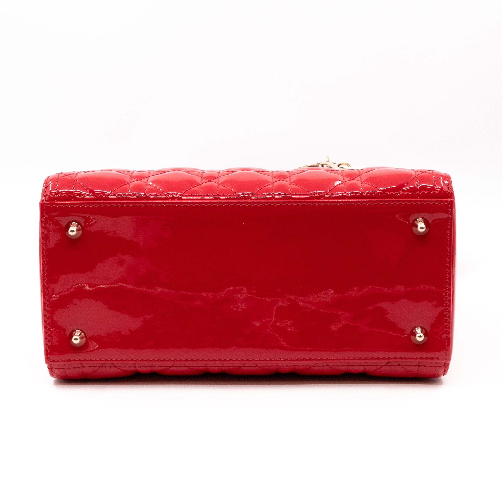 Lady Dior Medium Red Patent Leather