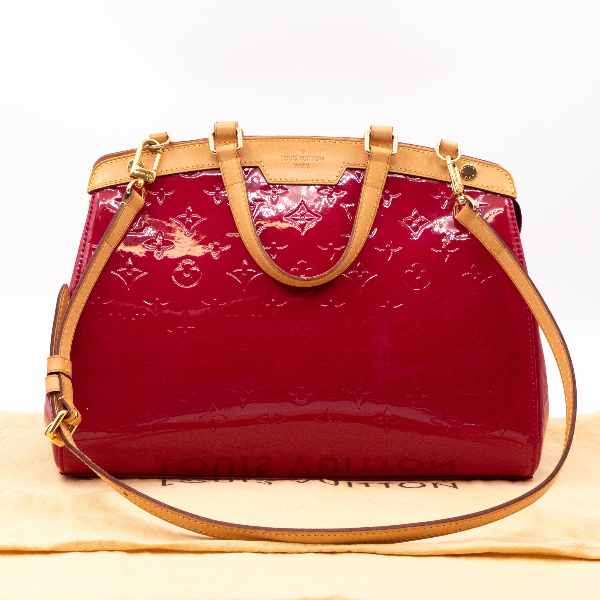 Louis Vuitton Brea Handbag Monogram Vernis mm Red