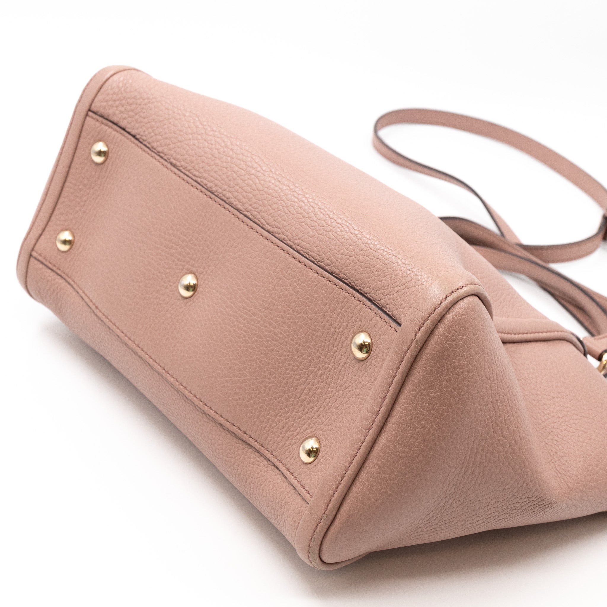 Soho Two Way Shoulder Bag Rose Beige Leather