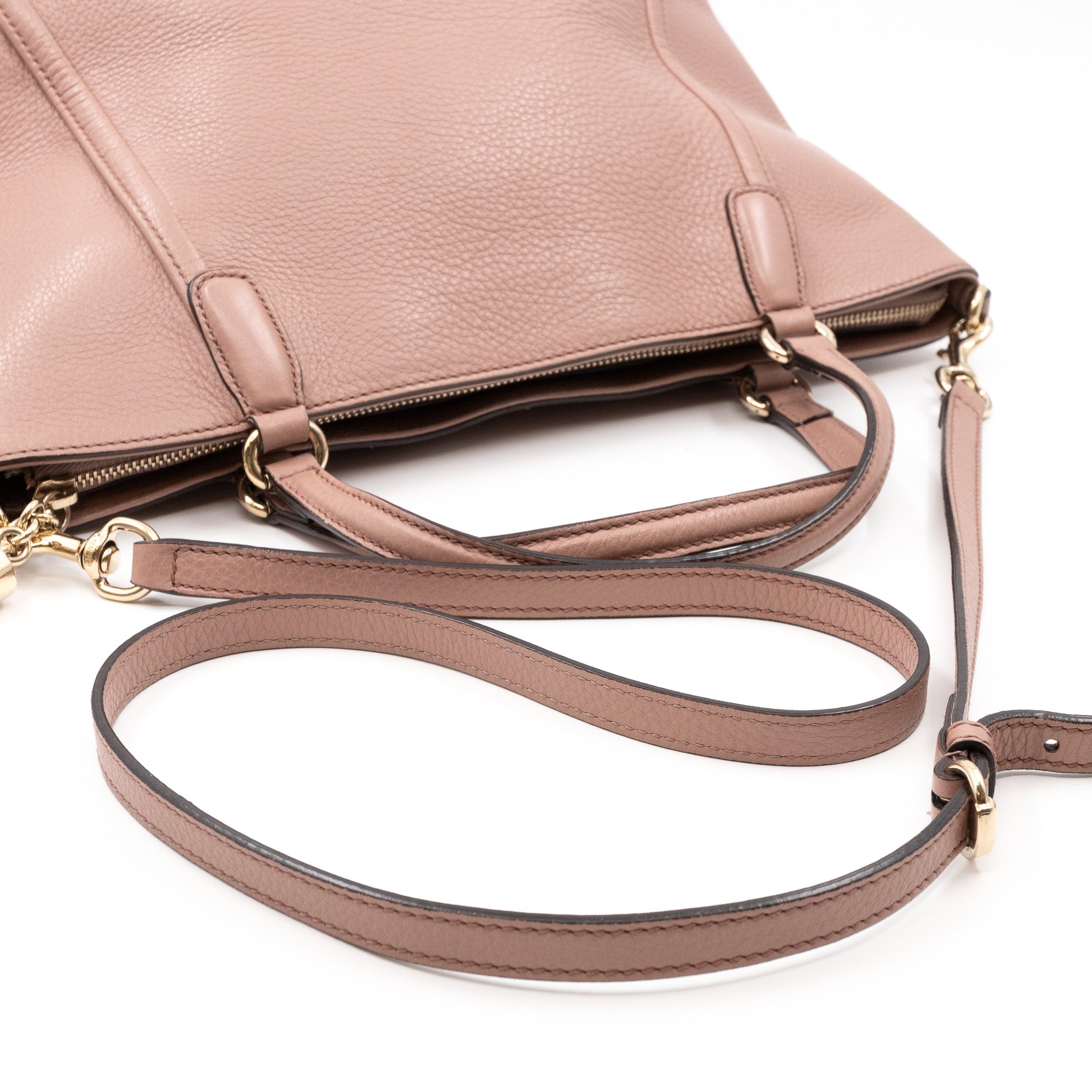 Soho Two Way Shoulder Bag Rose Beige Leather
