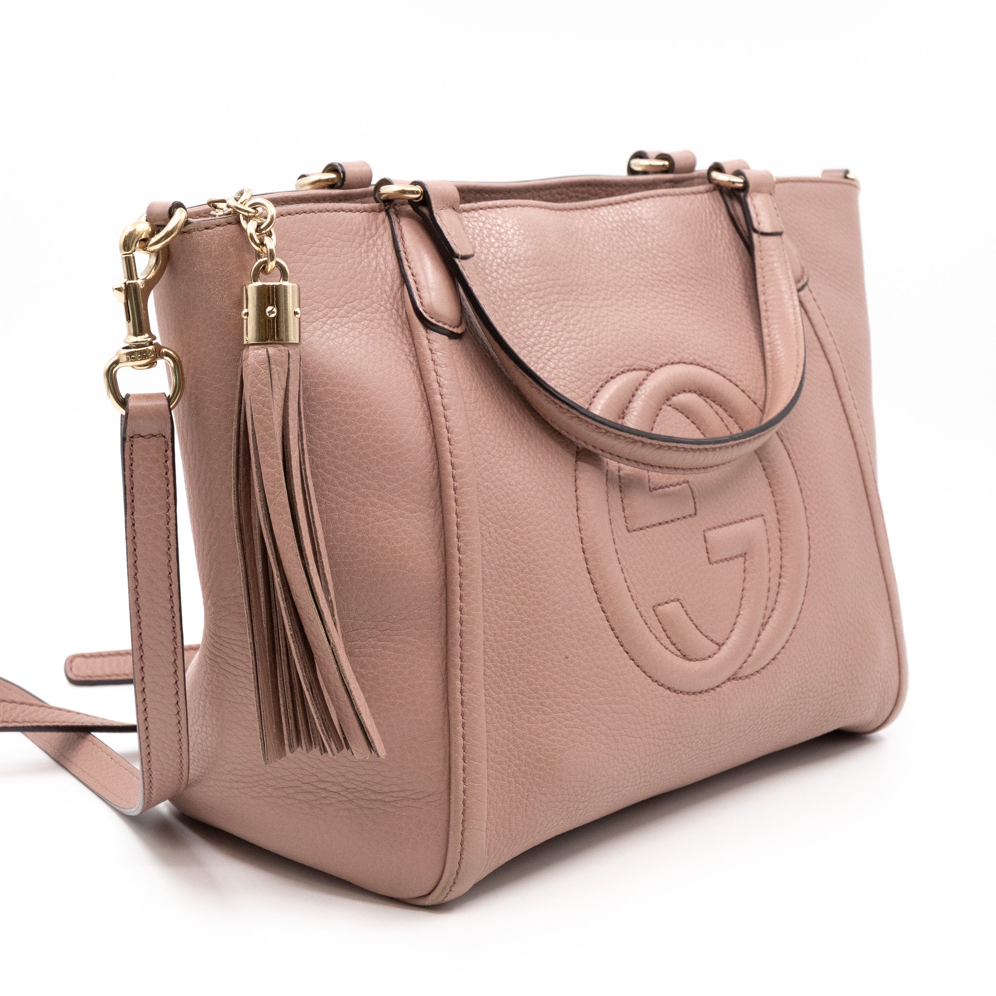 Soho Two Way Shoulder Bag Rose Beige Leather