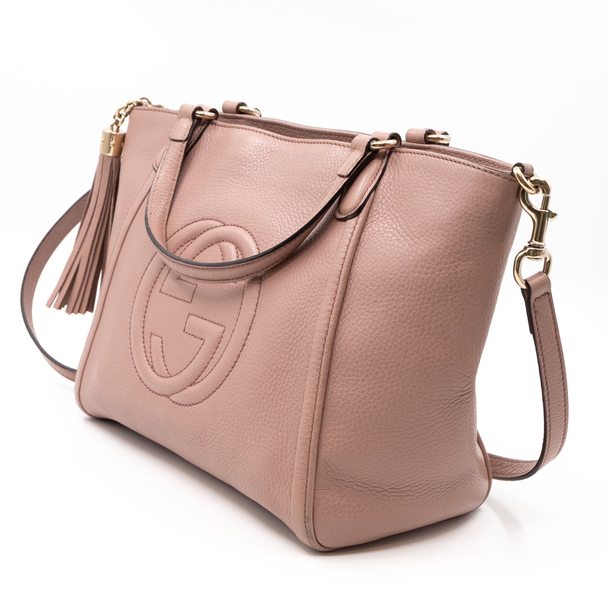 Soho Two Way Shoulder Bag Rose Beige Leather
