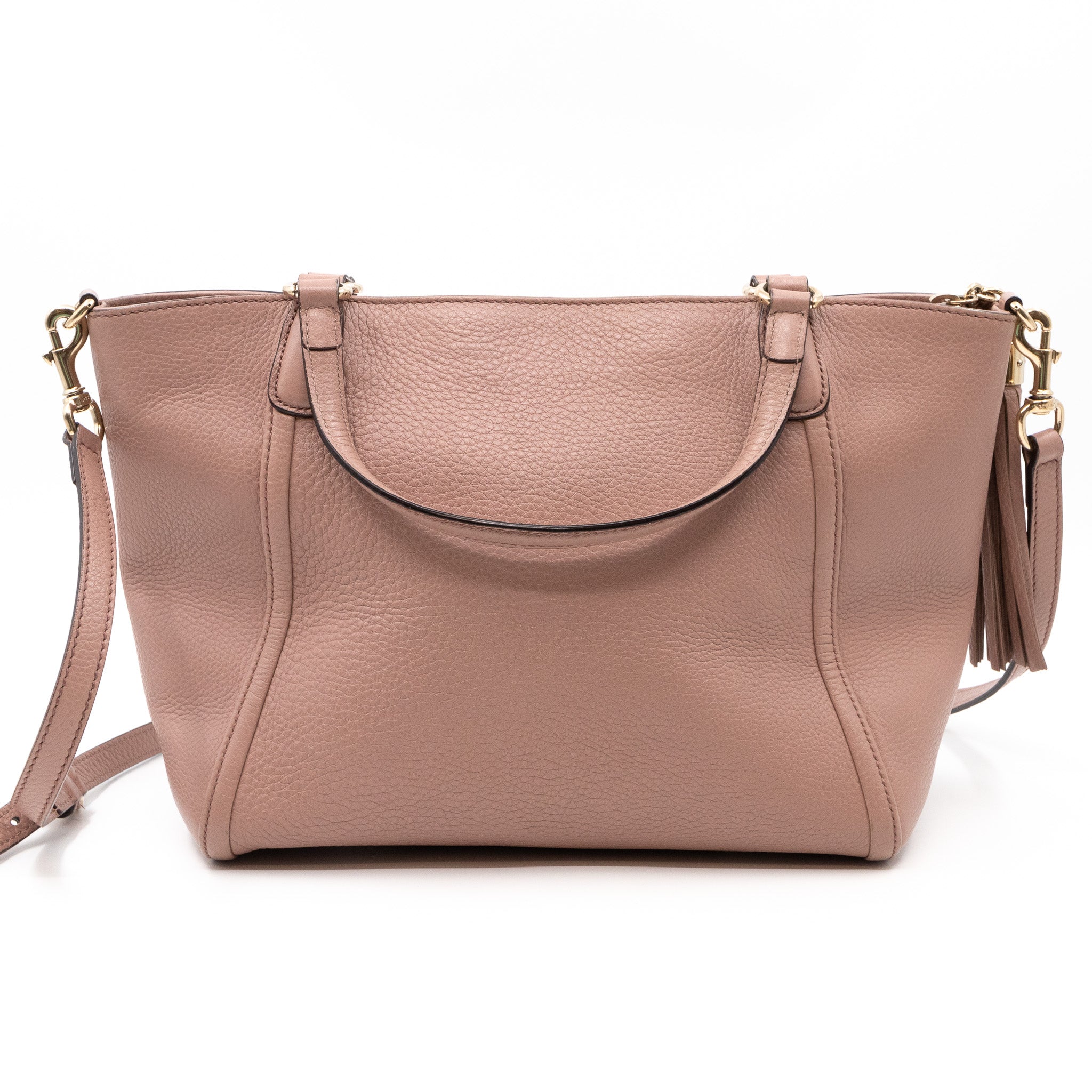 Soho Two Way Shoulder Bag Rose Beige Leather