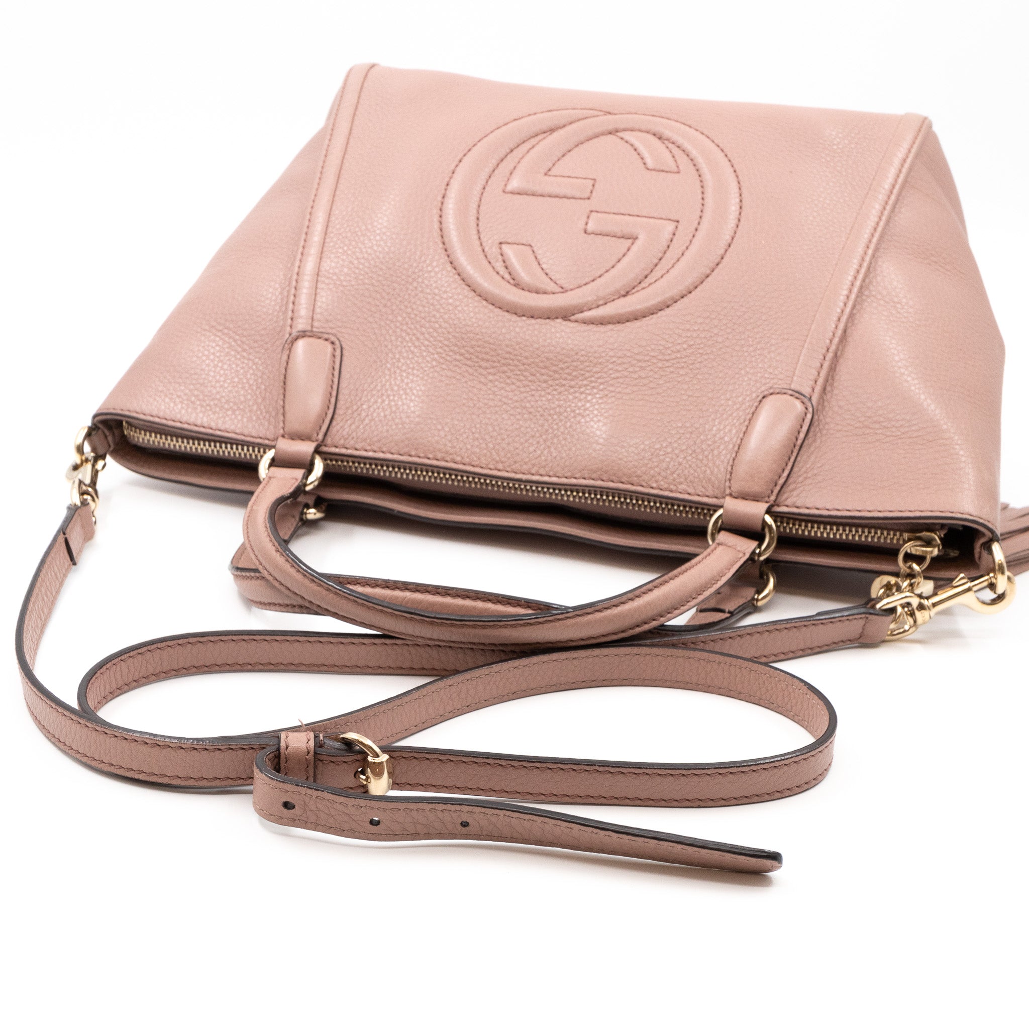 Soho Two Way Shoulder Bag Rose Beige Leather