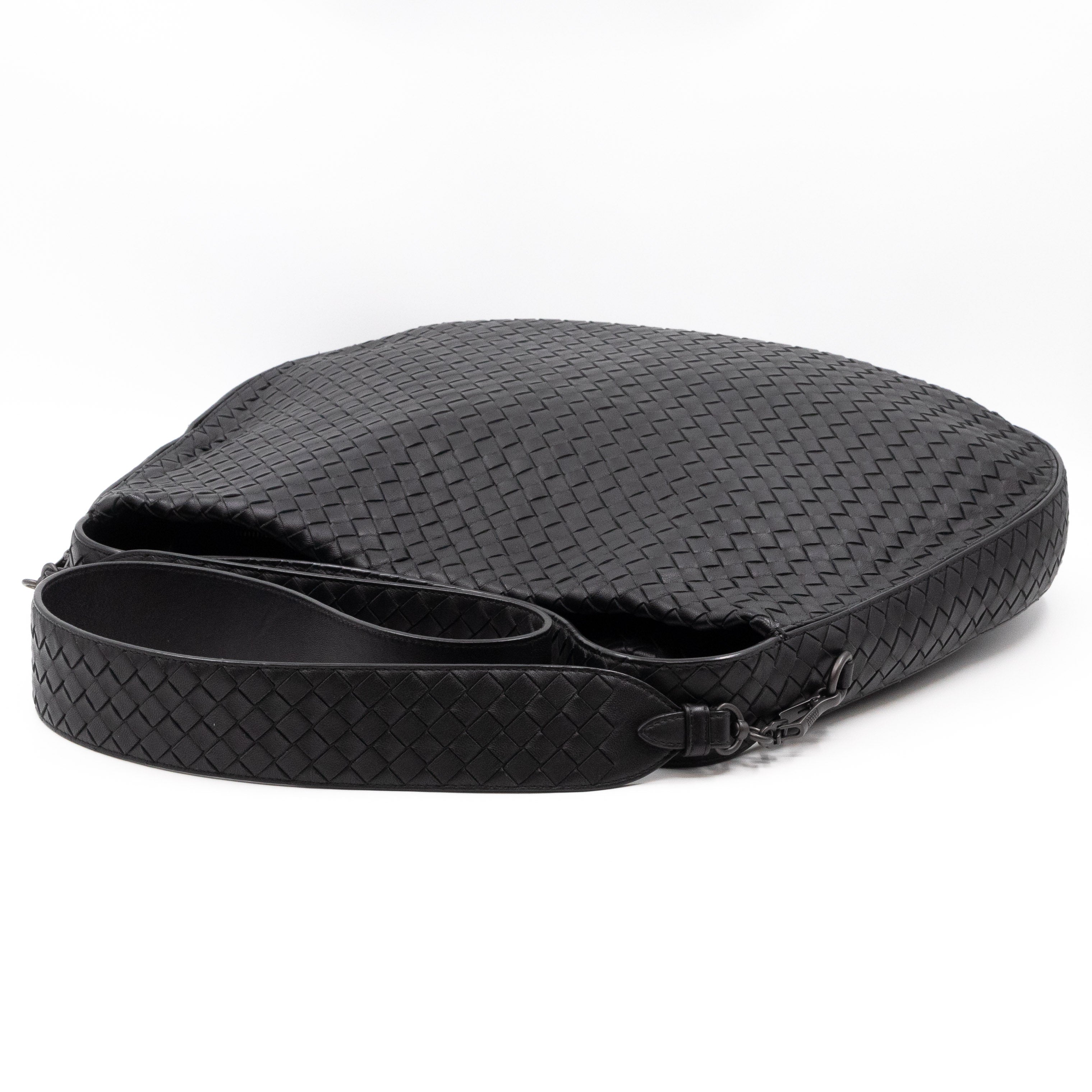 Large City Messenger Intrecciato Black Leather