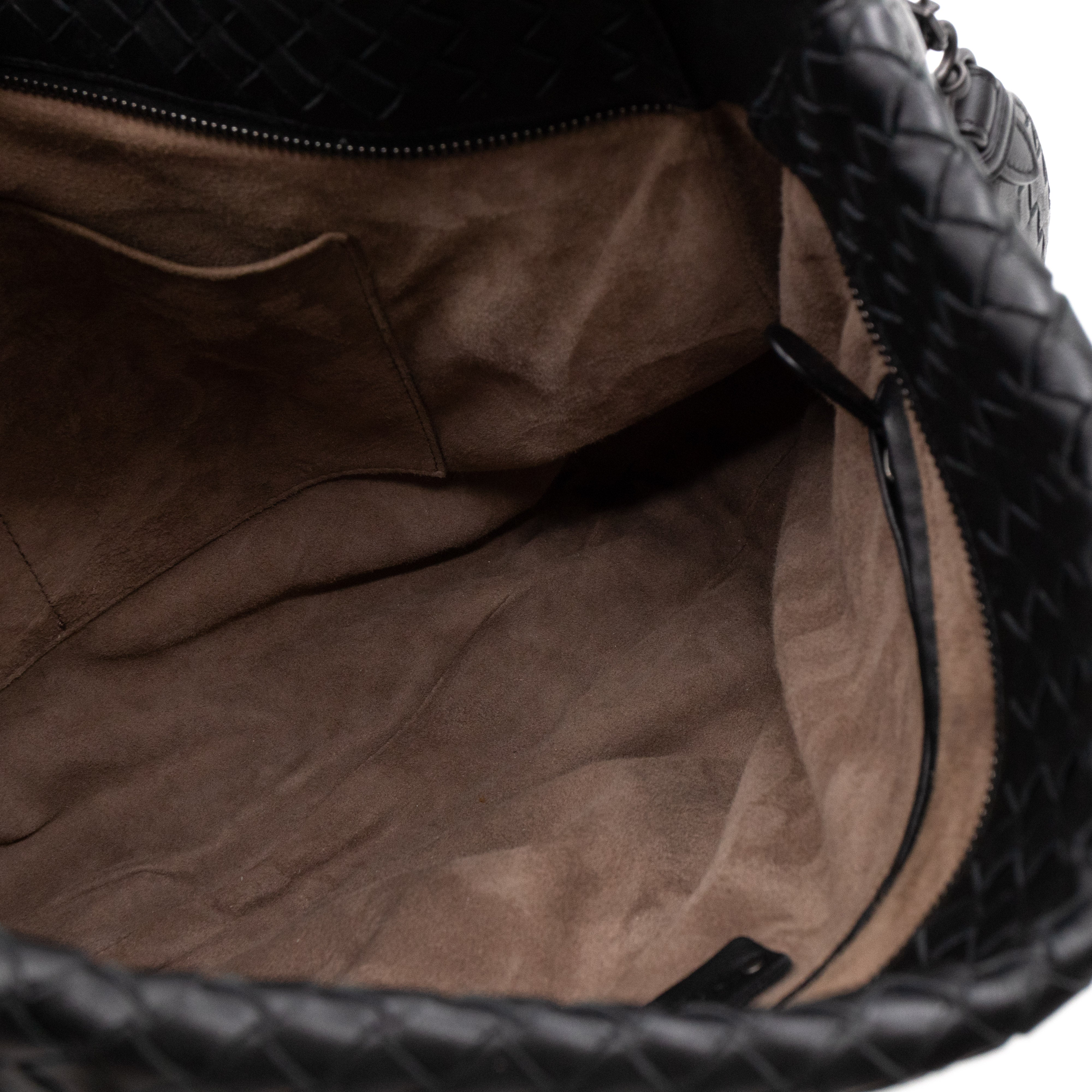 Large City Messenger Intrecciato Black Leather