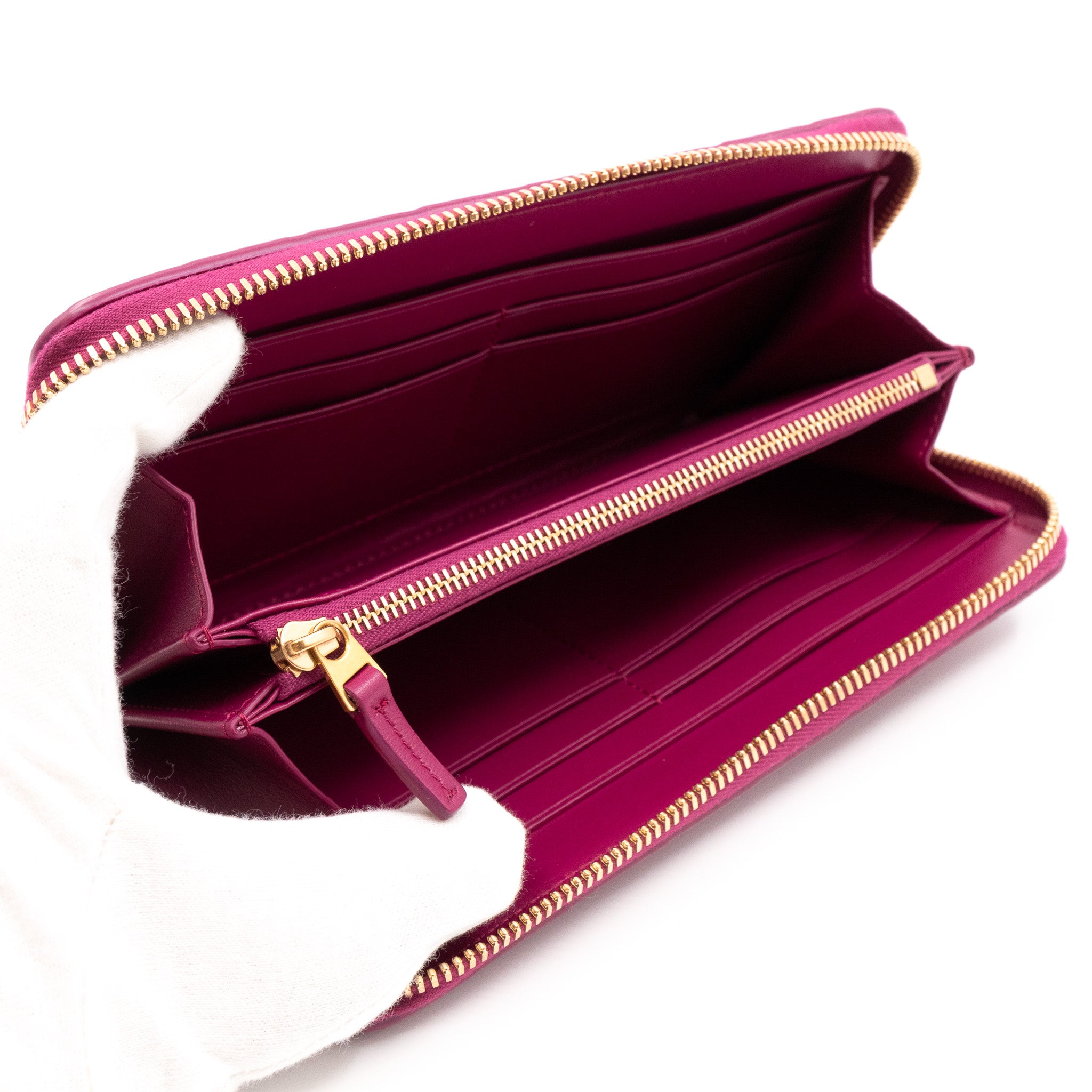 Zip Around Wallet Intrecciato Fuchsia