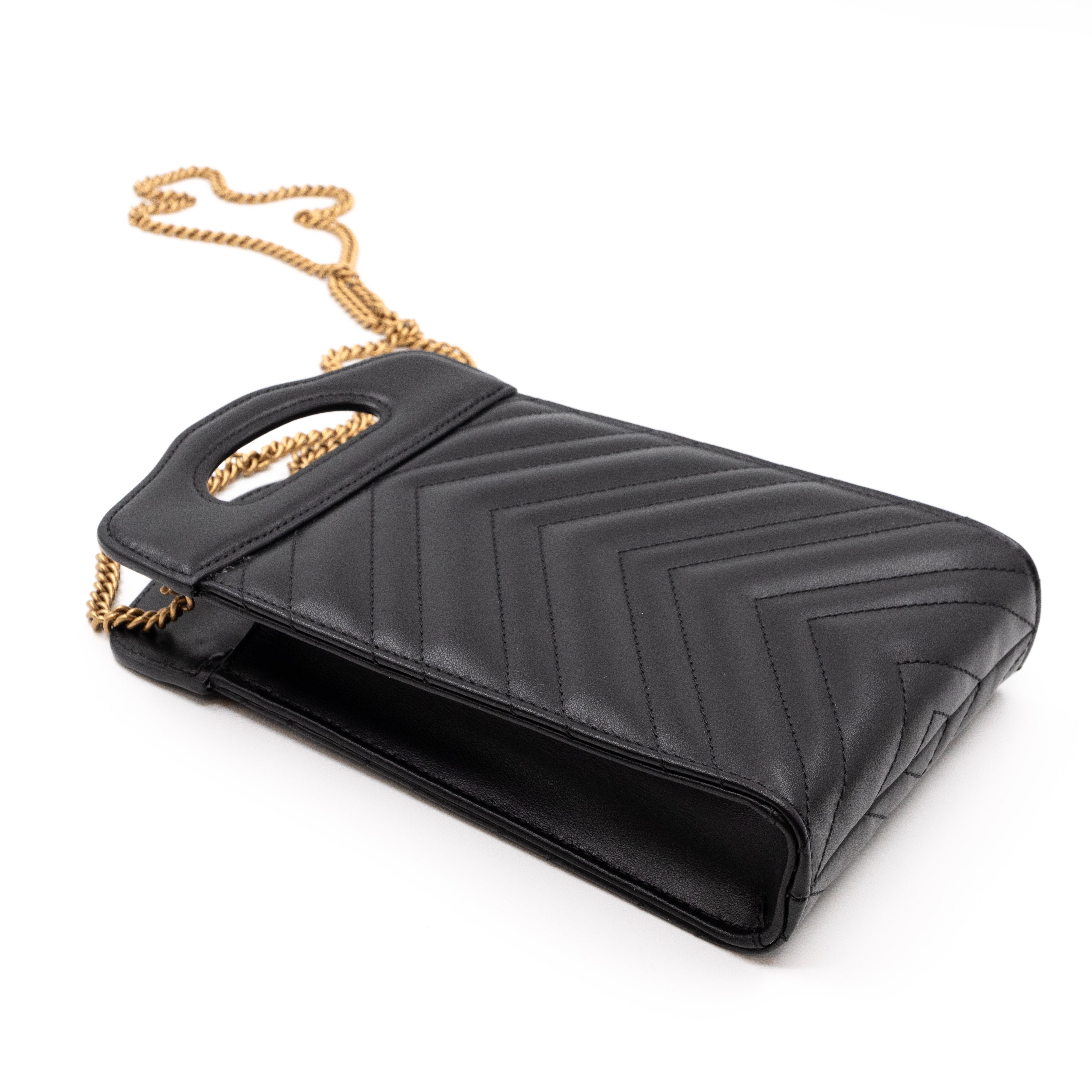 GG Marmont Top Handle Mini Bag Black Leather