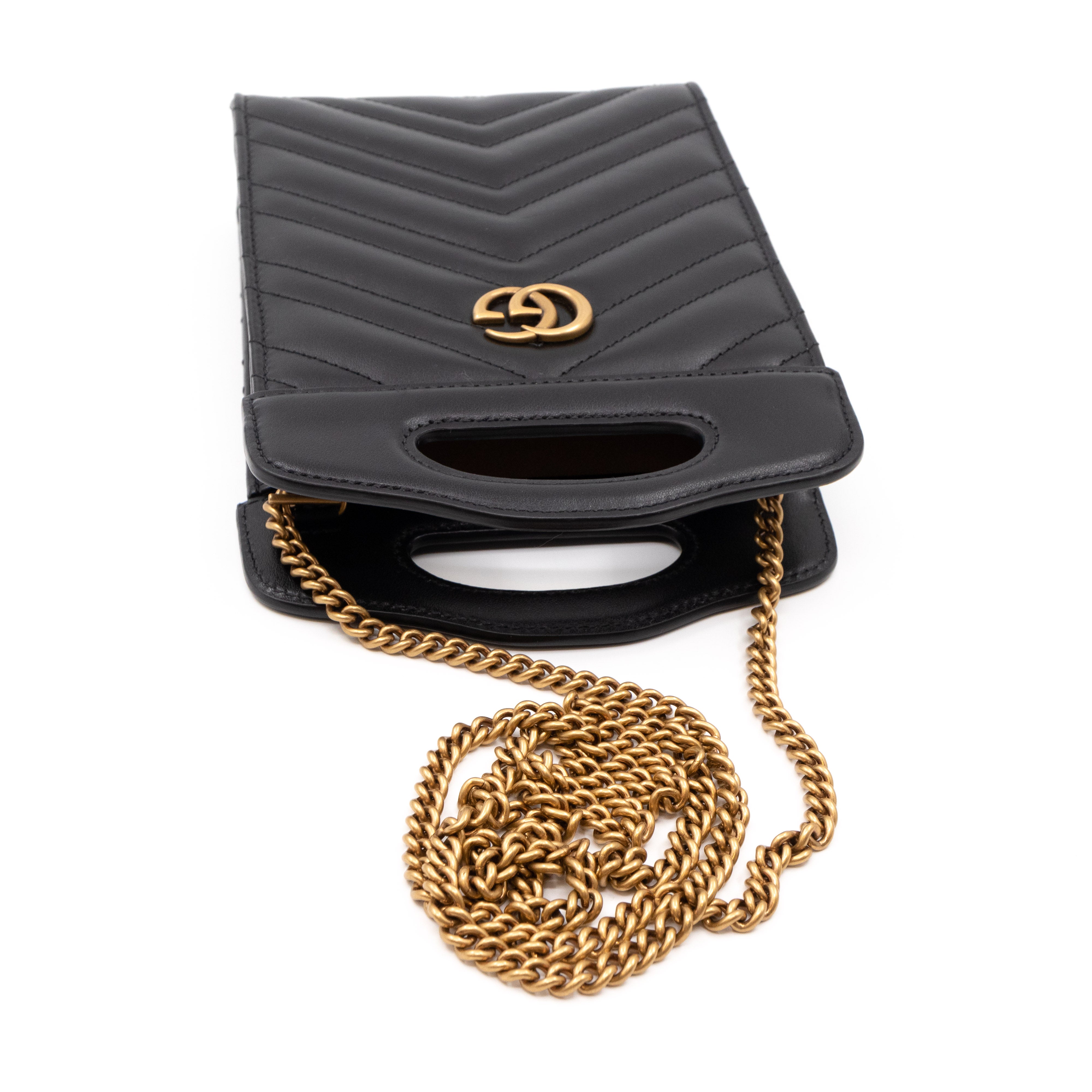 GG Marmont Top Handle Mini Bag Black Leather
