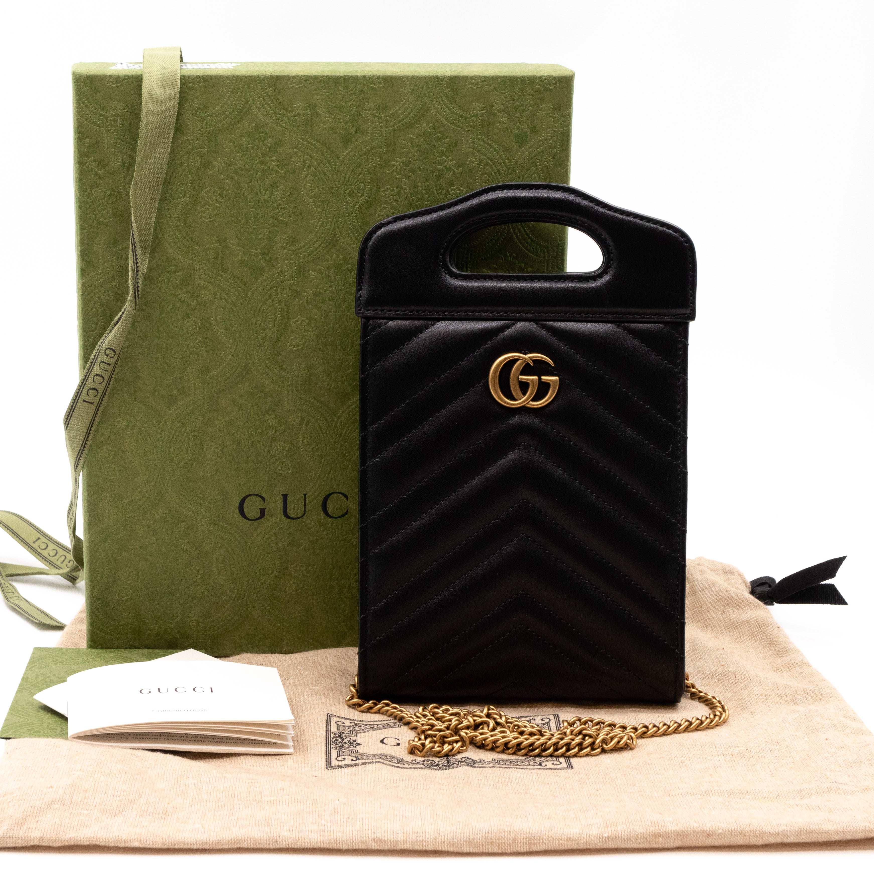 GG Marmont Top Handle Mini Bag Black Leather