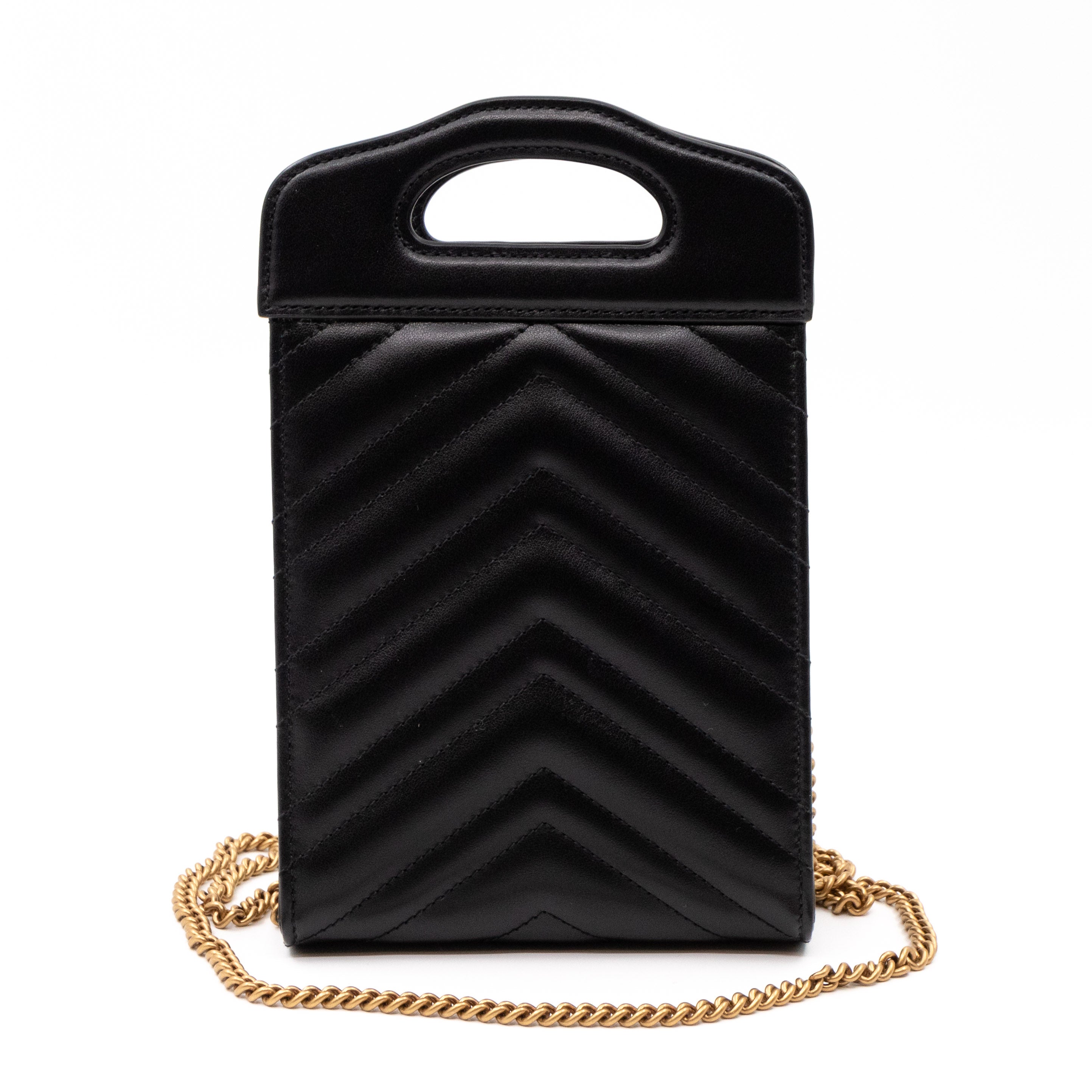 GG Marmont Top Handle Mini Bag Black Leather