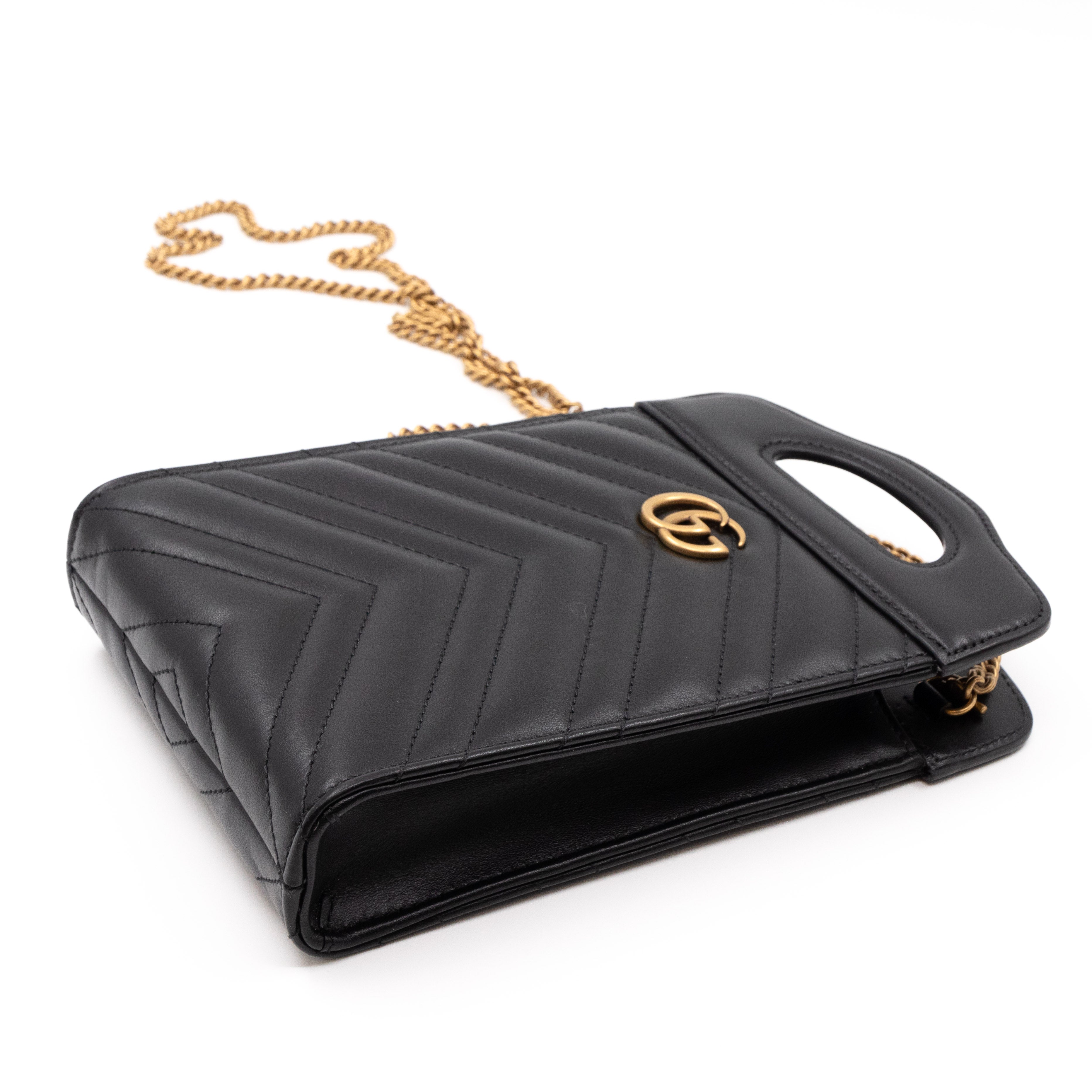 GG Marmont Top Handle Mini Bag Black Leather