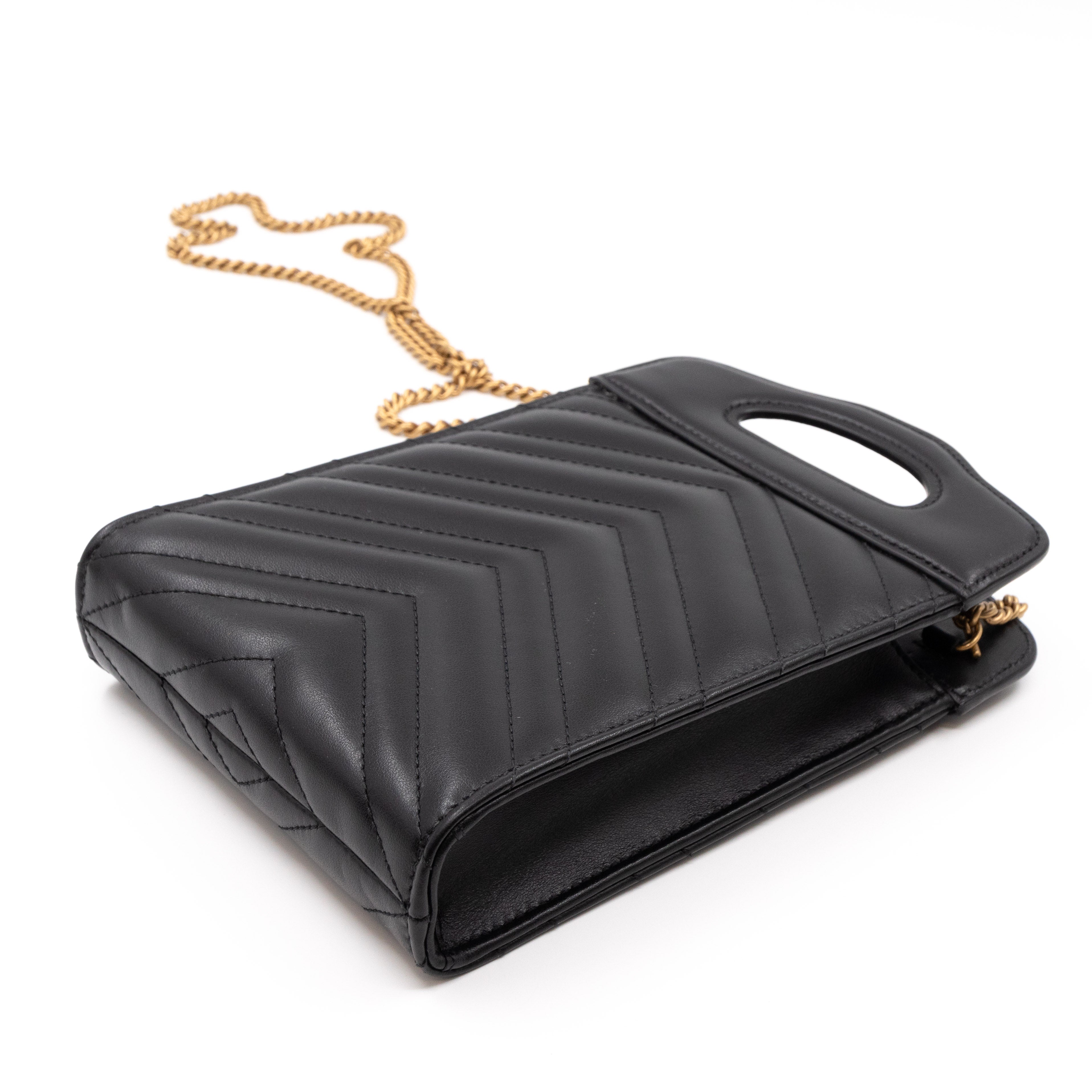 GG Marmont Top Handle Mini Bag Black Leather