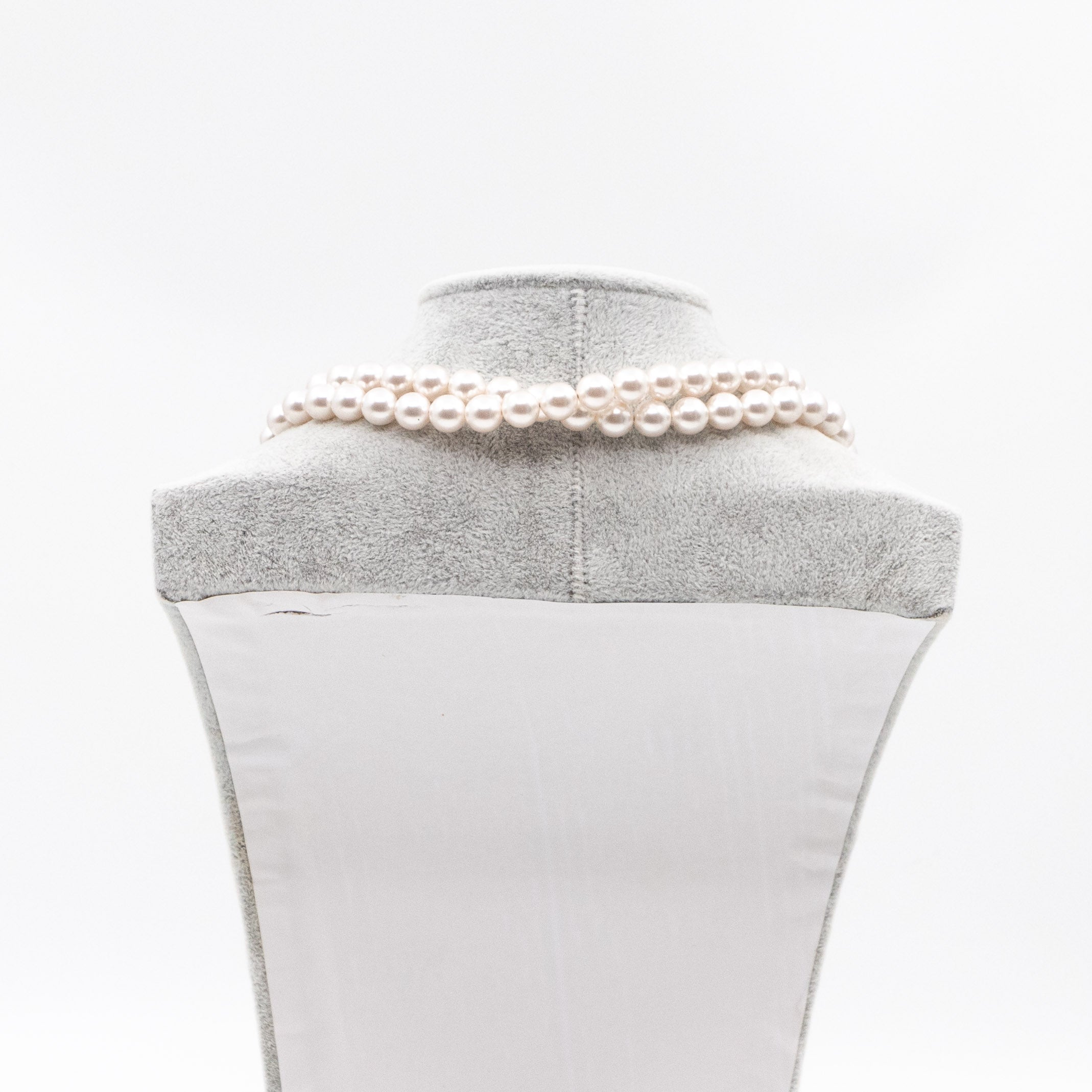 Crystal Chanel Logo Pearl Necklace