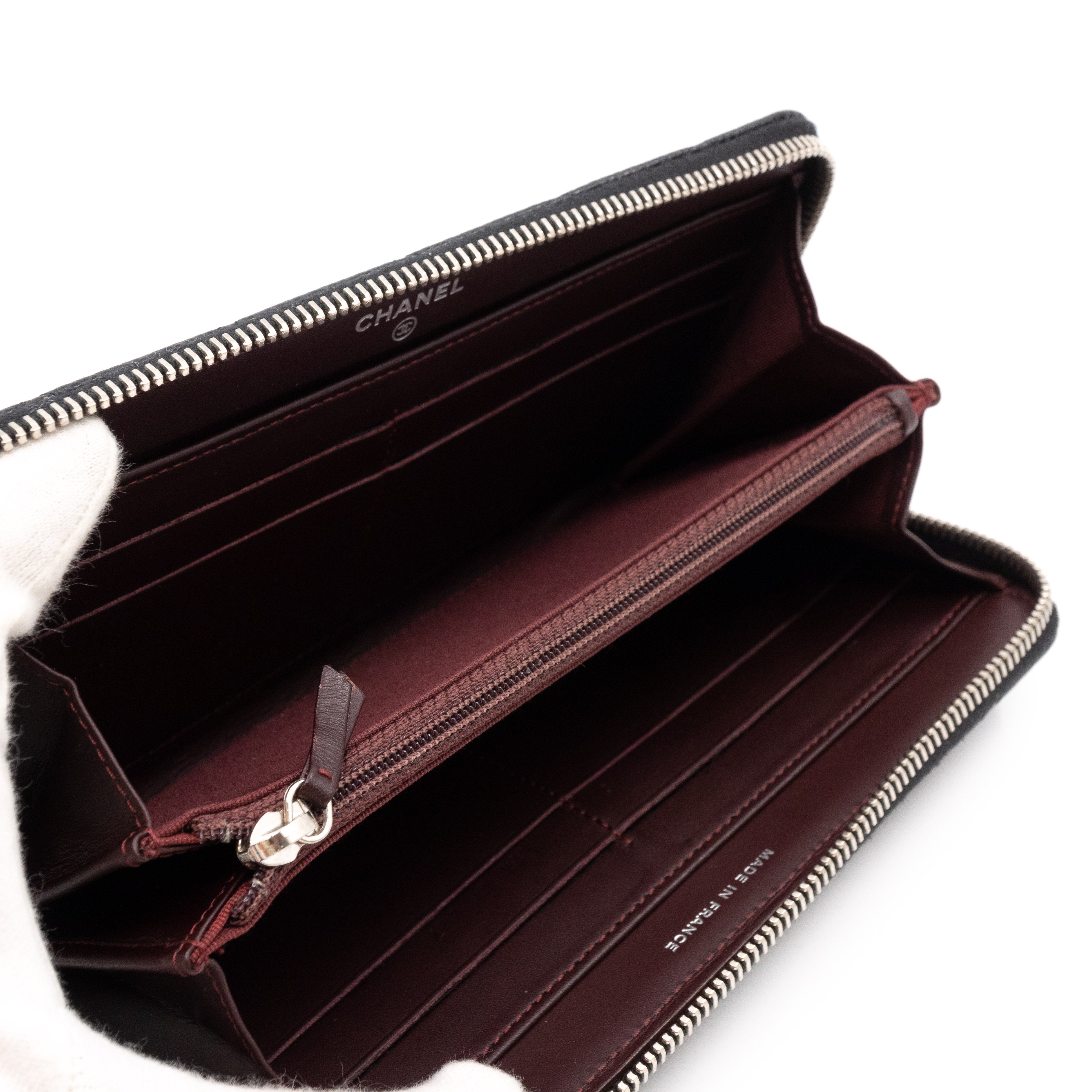 Zip Around Wallet Black Caviar Leather