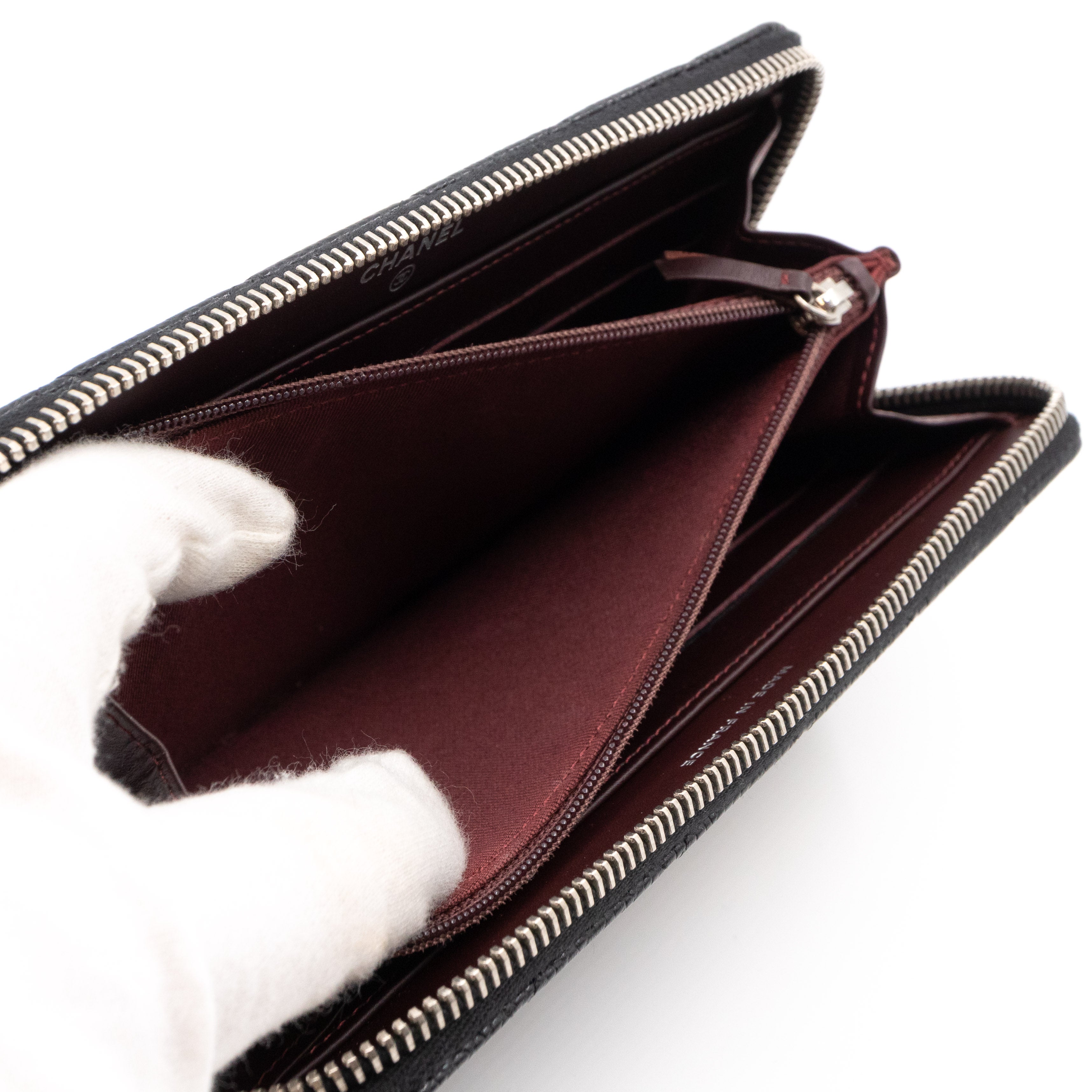 Zip Around Wallet Black Caviar Leather