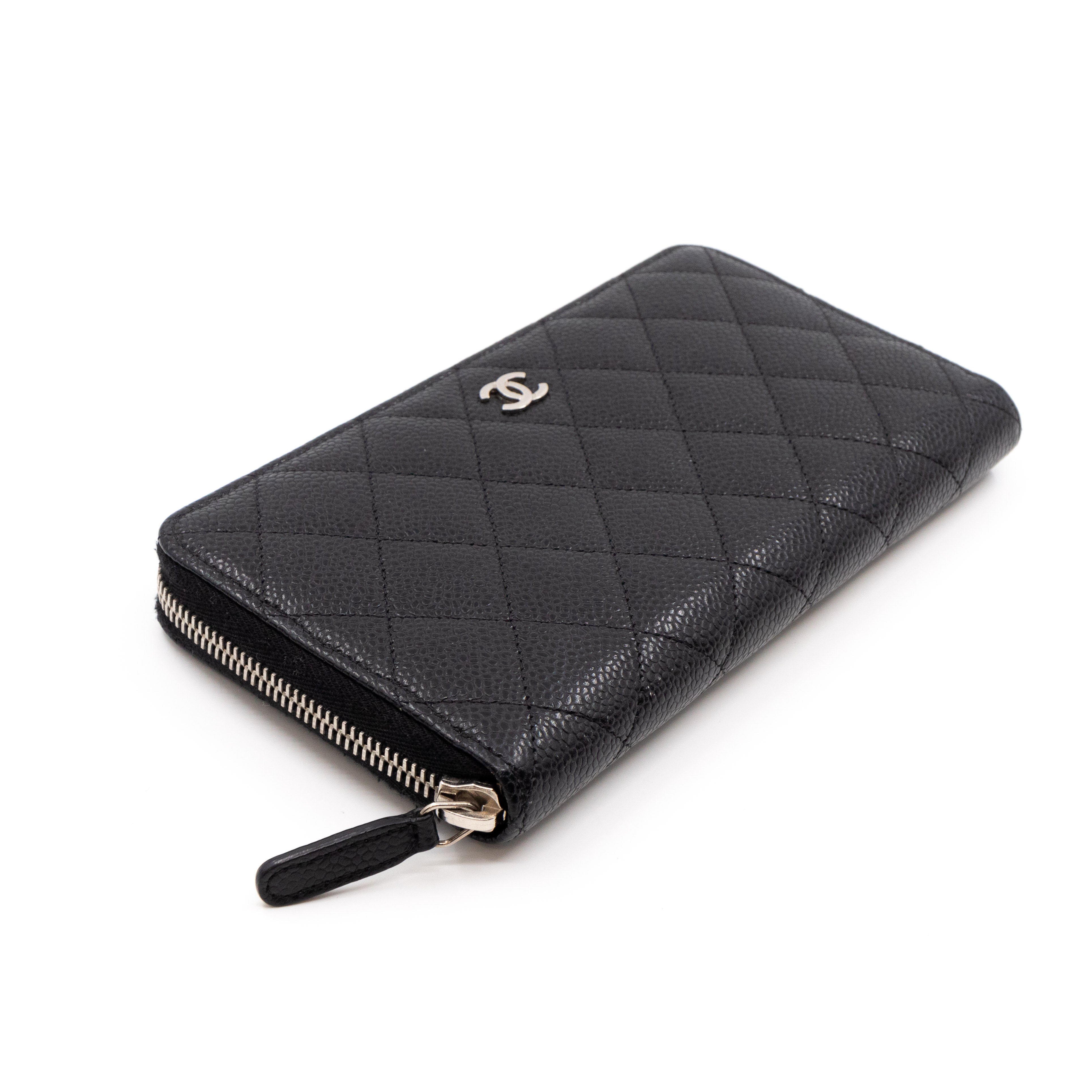 Zip Around Wallet Black Caviar Leather