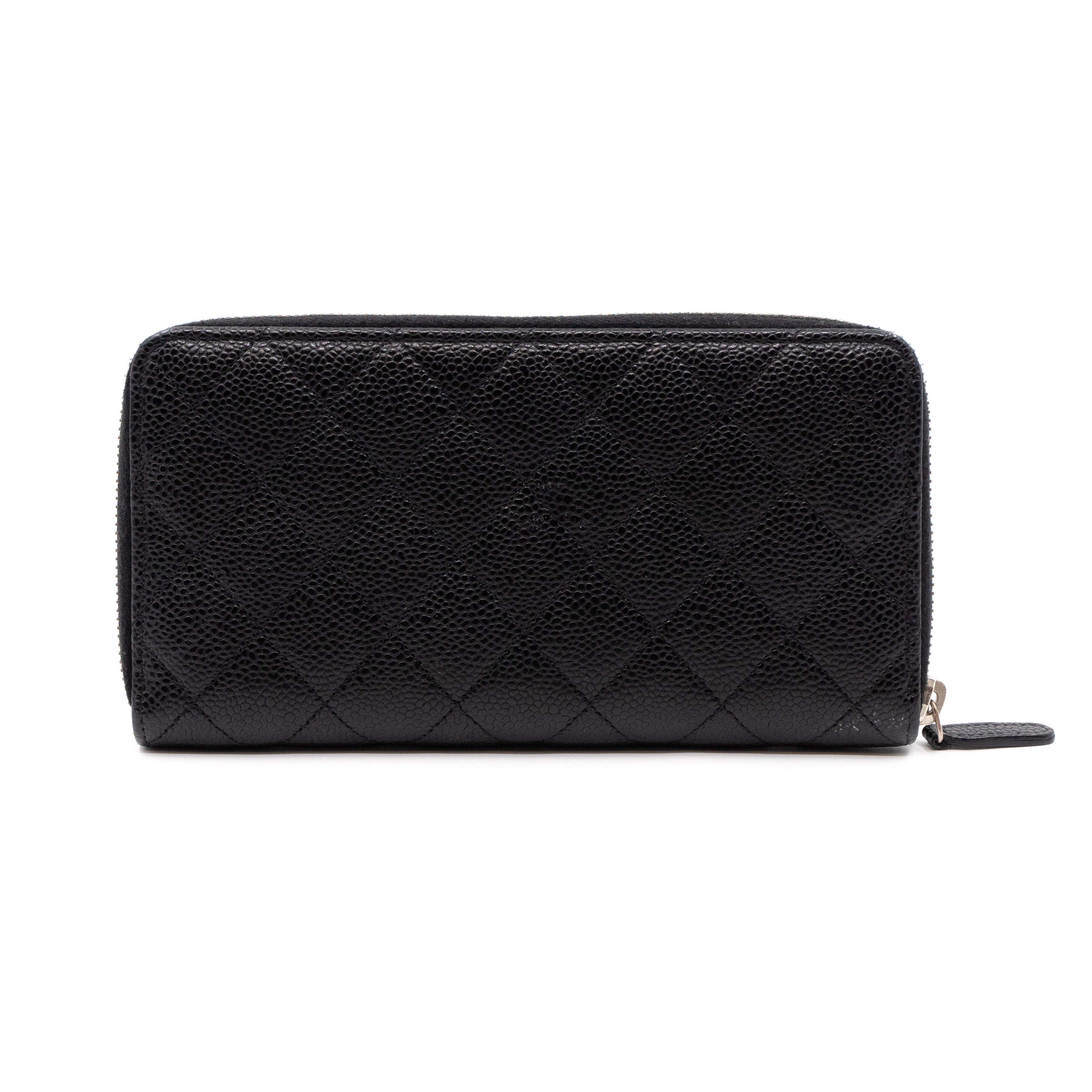 Zip Around Wallet Black Caviar Leather