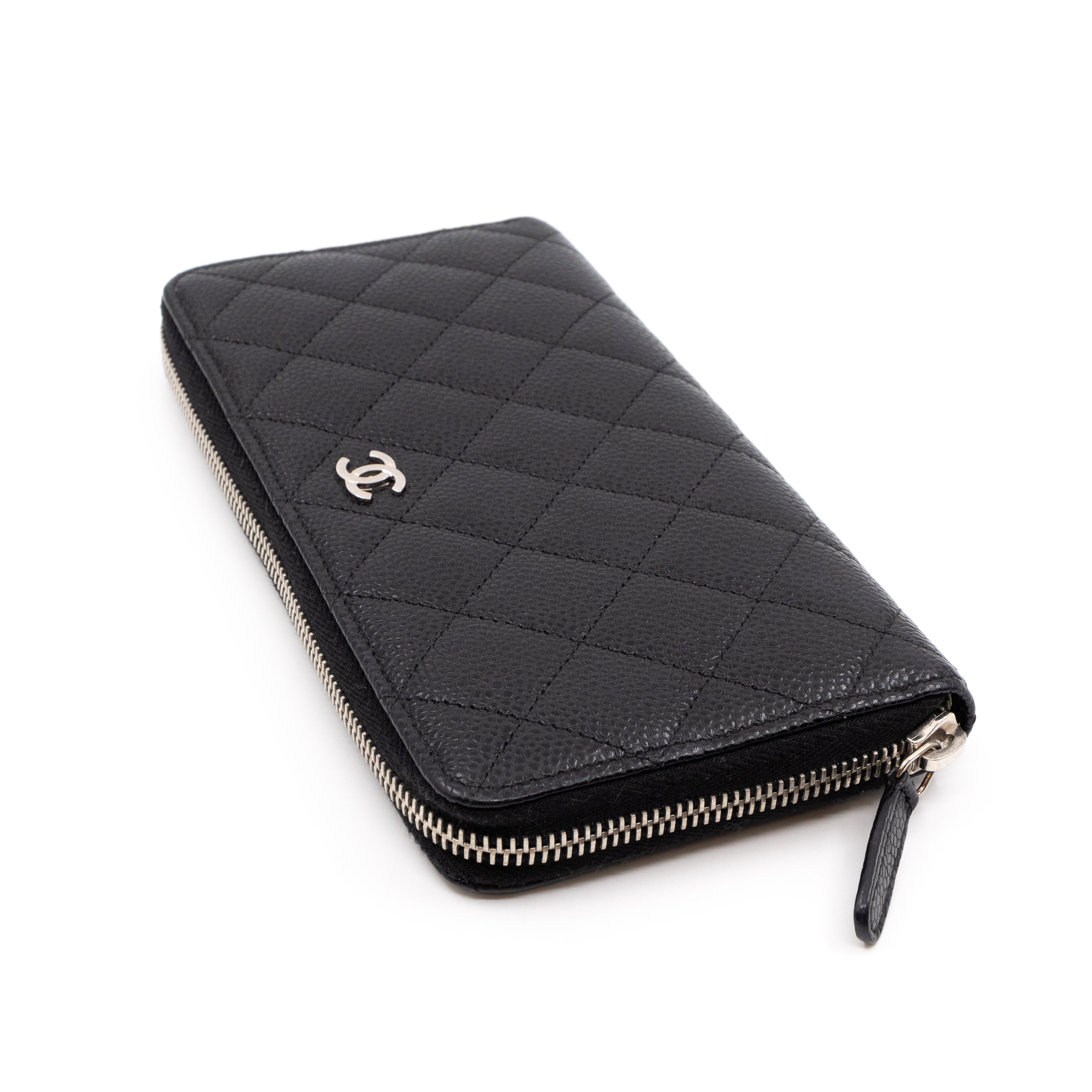 Zip Around Wallet Black Caviar Leather