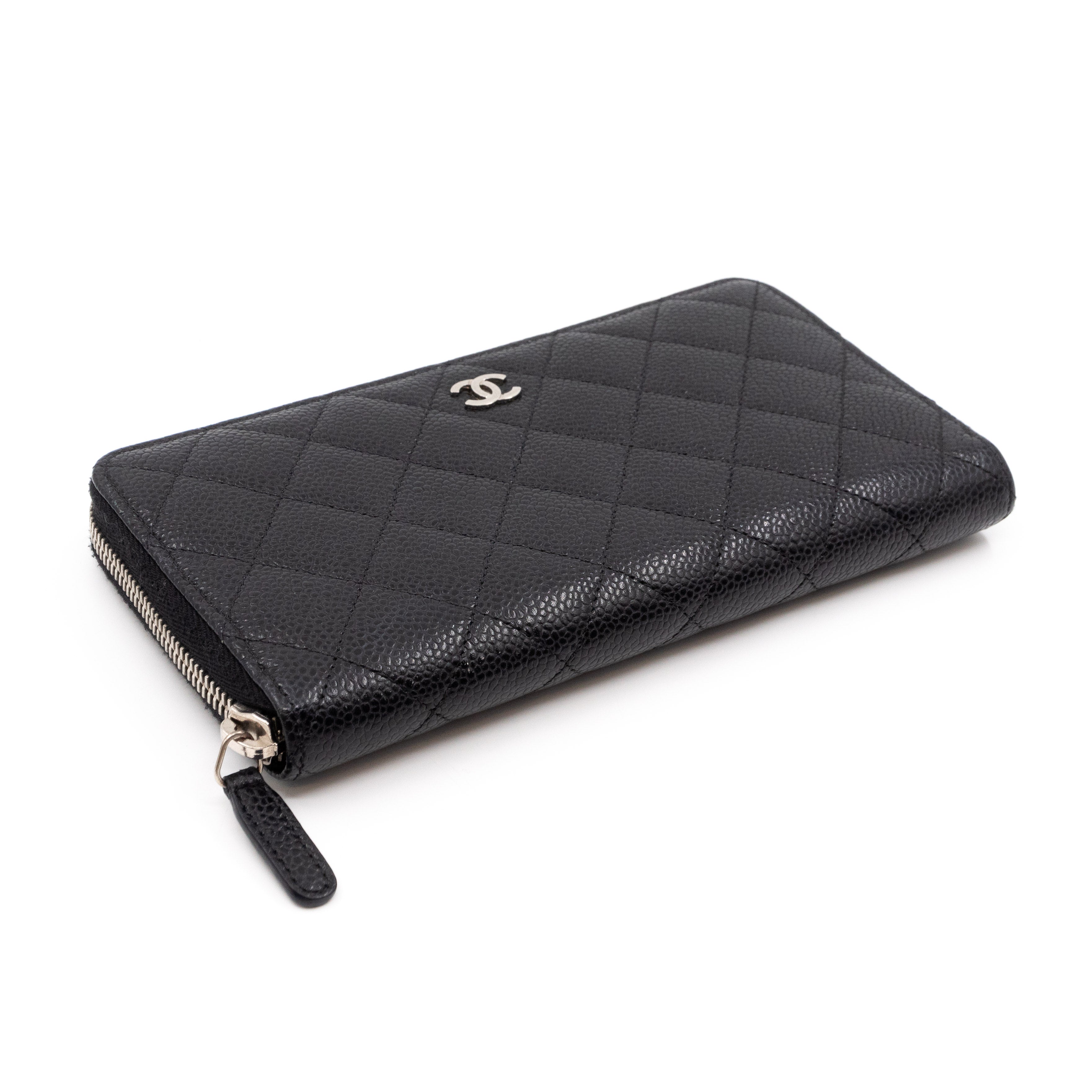 Zip Around Wallet Black Caviar Leather