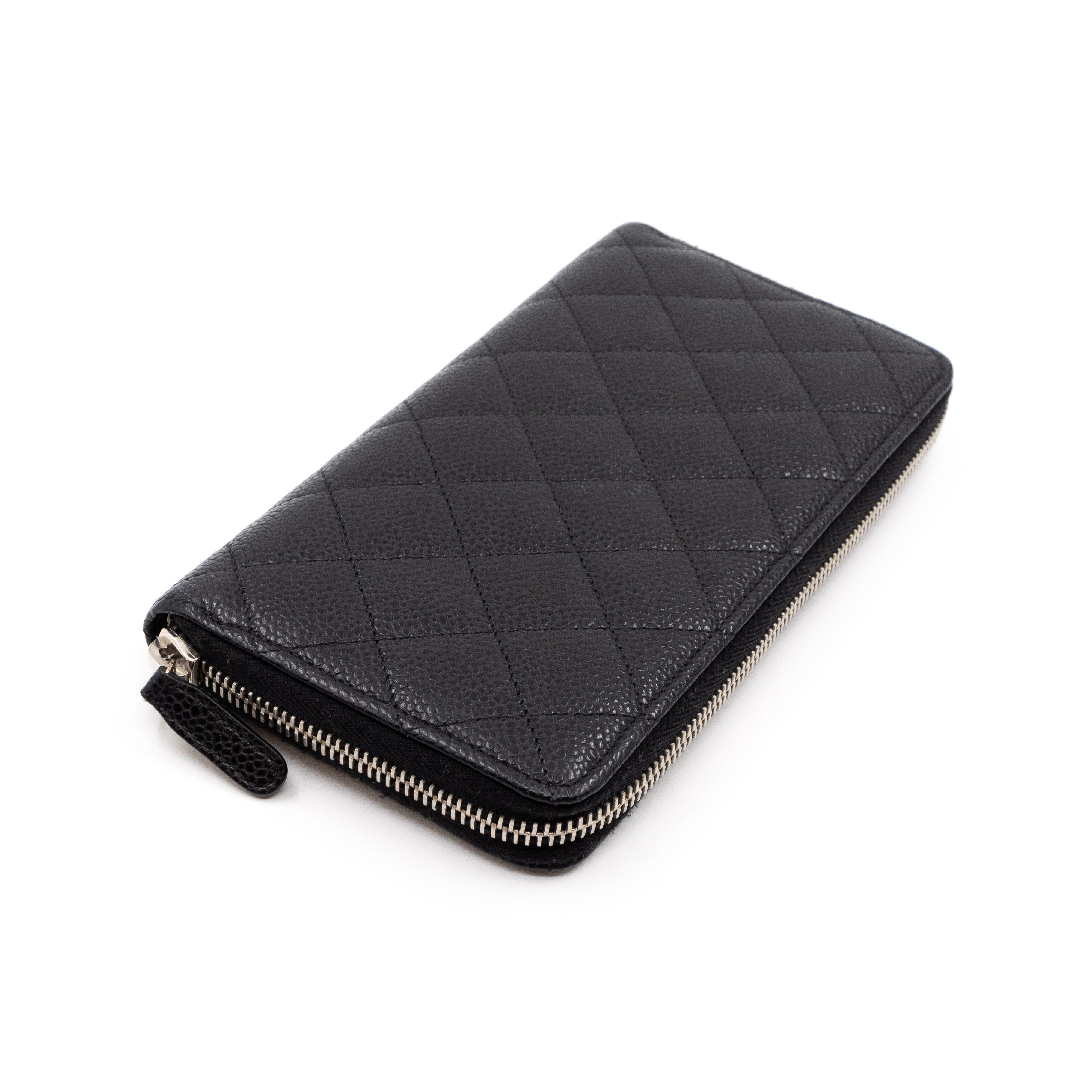Zip Around Wallet Black Caviar Leather
