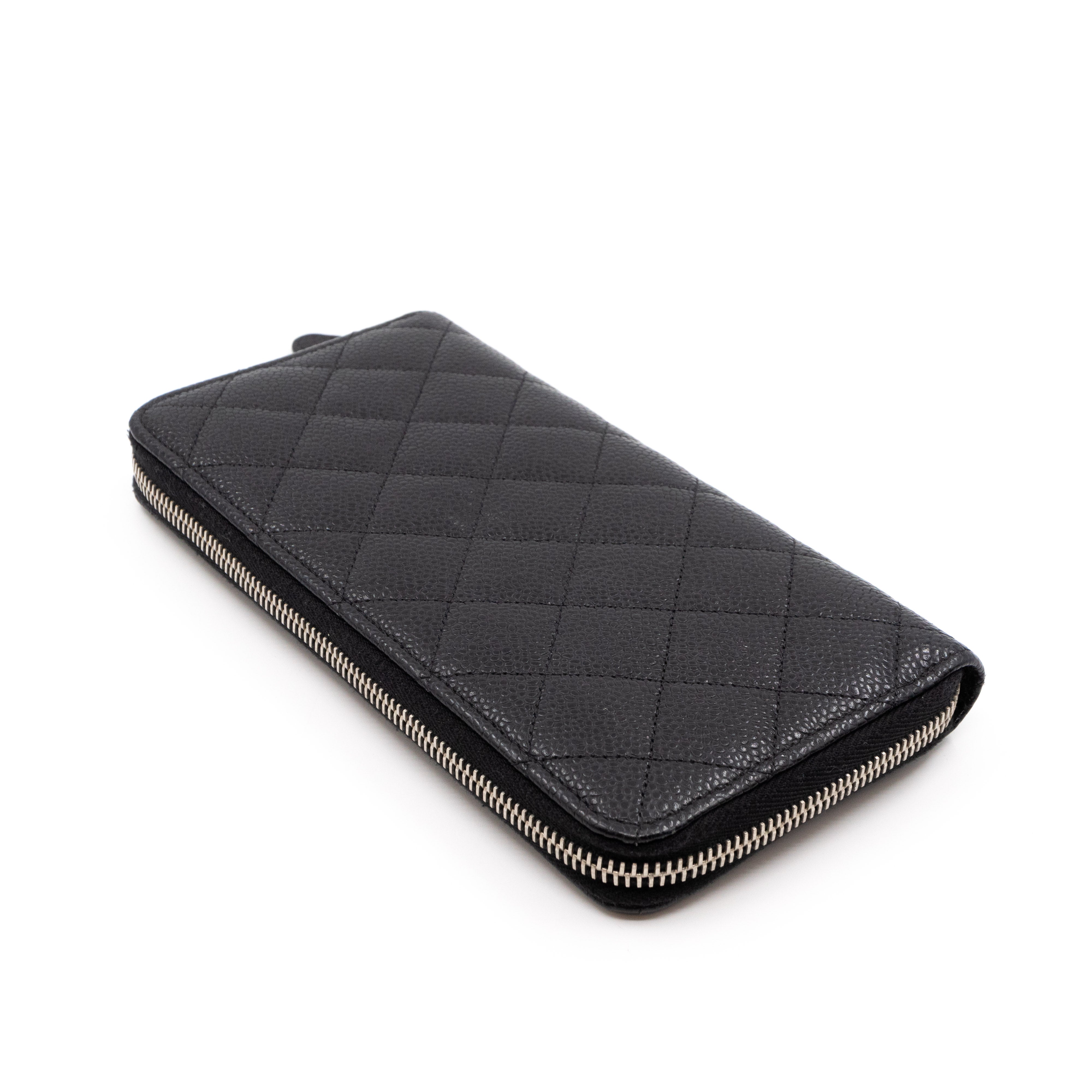Zip Around Wallet Black Caviar Leather