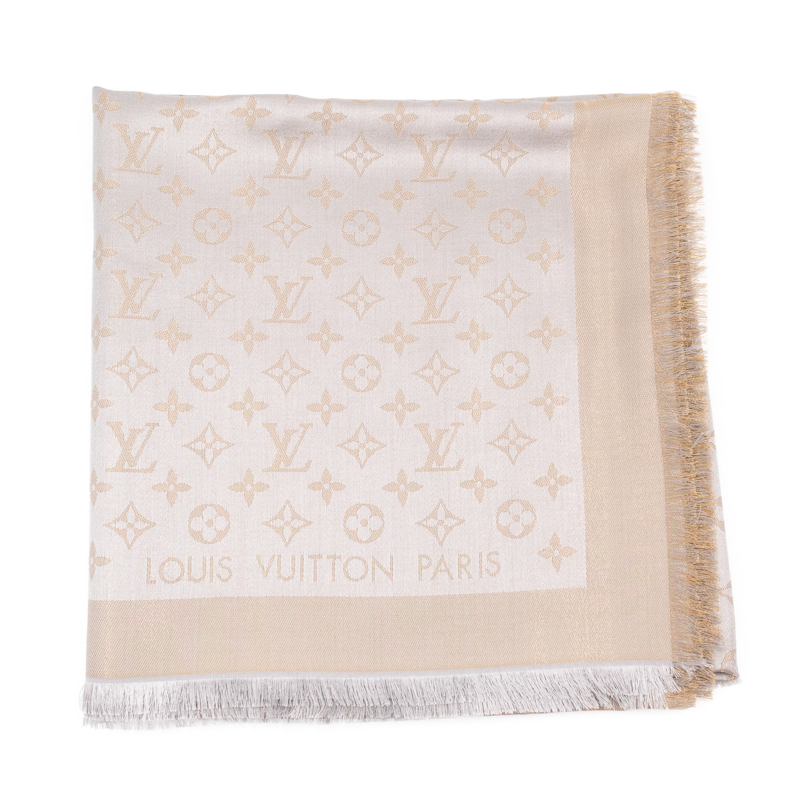 Monogram Shine Shawl Greige Gold