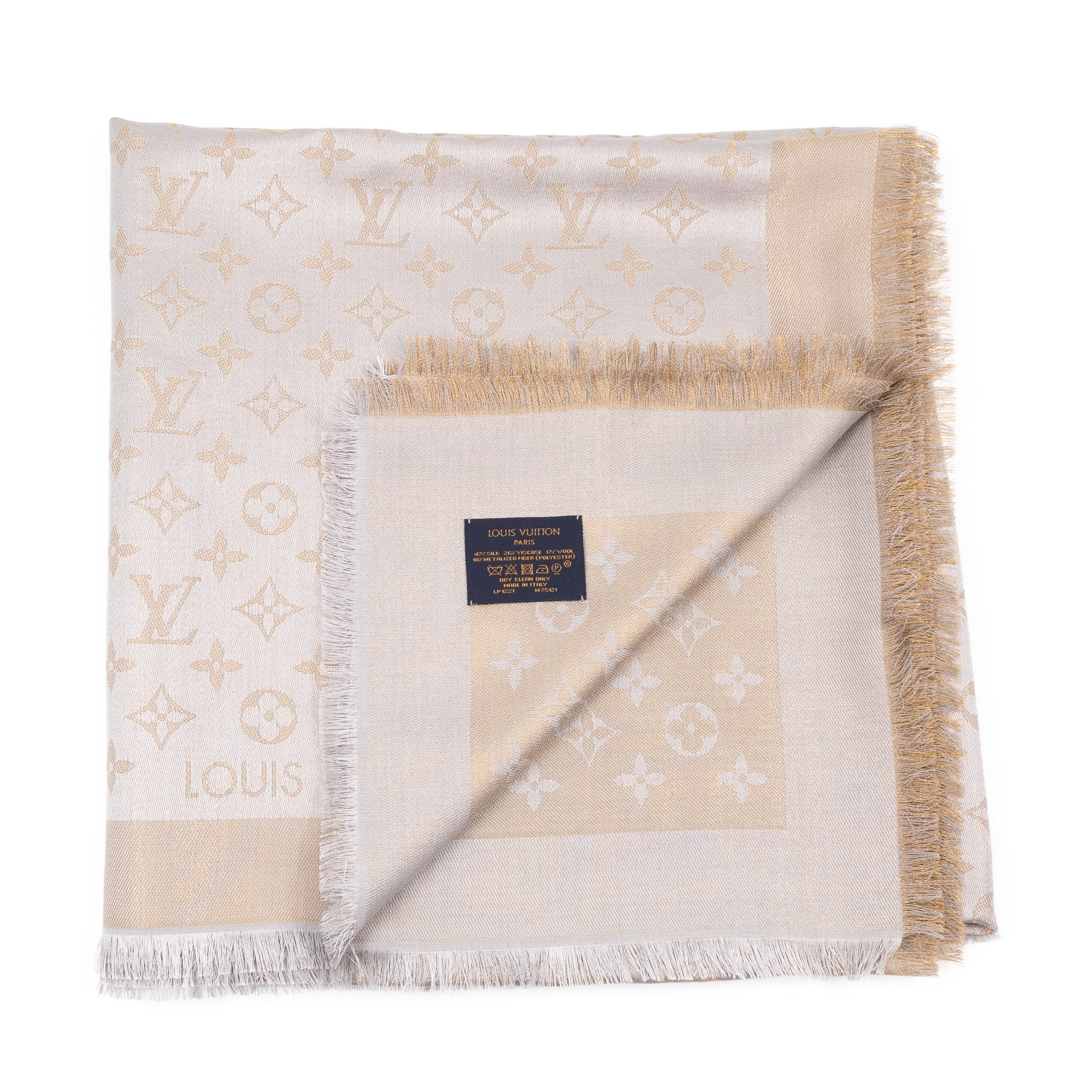 Monogram Shine Shawl Greige Gold