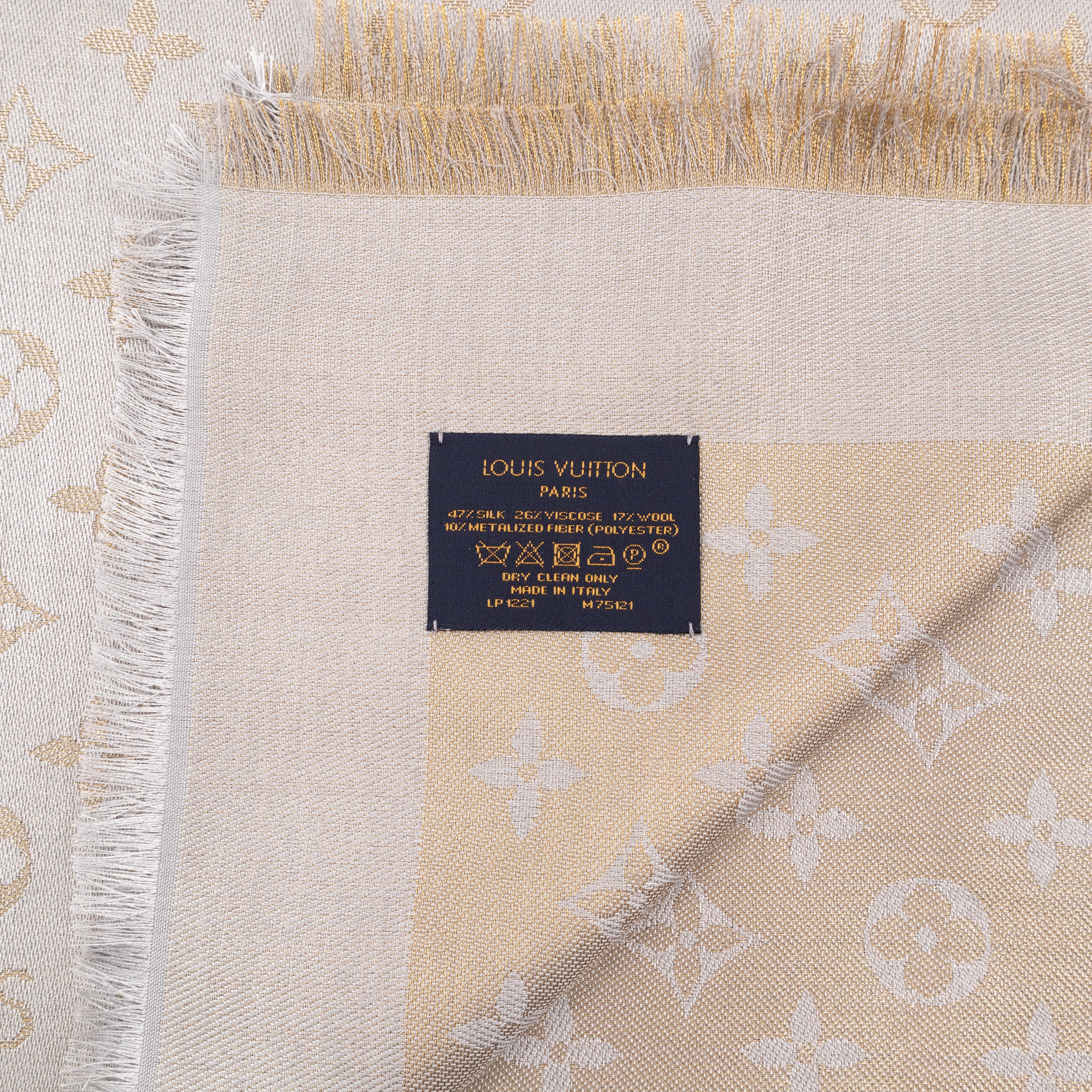 Monogram Shine Shawl Greige Gold